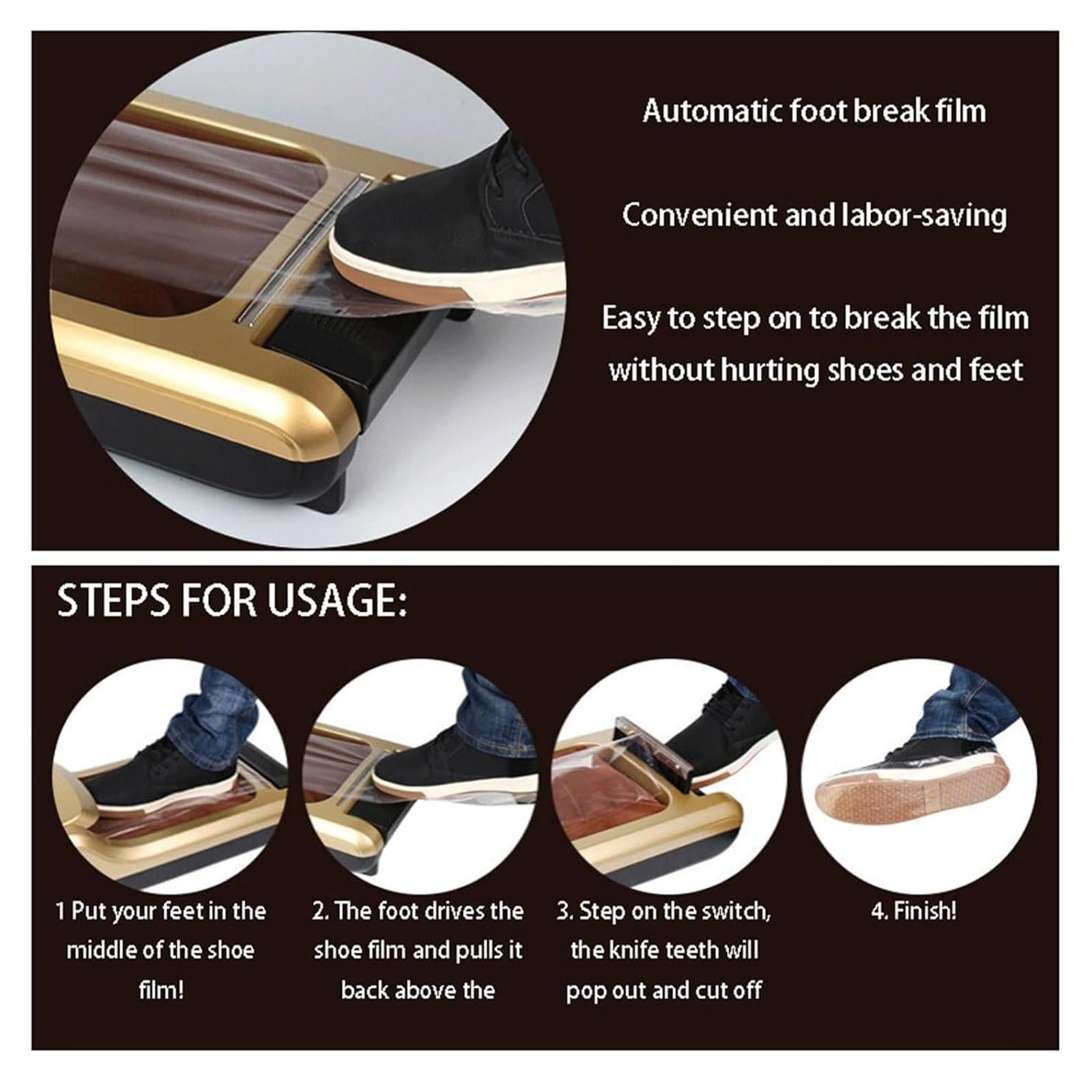 MRKU Dispensador automático de cubrezapatos, Impermeable y Antideslizante, Incluye 1 Rollo de cubrezapatos, admite hasta 600 Rollos, Ideal