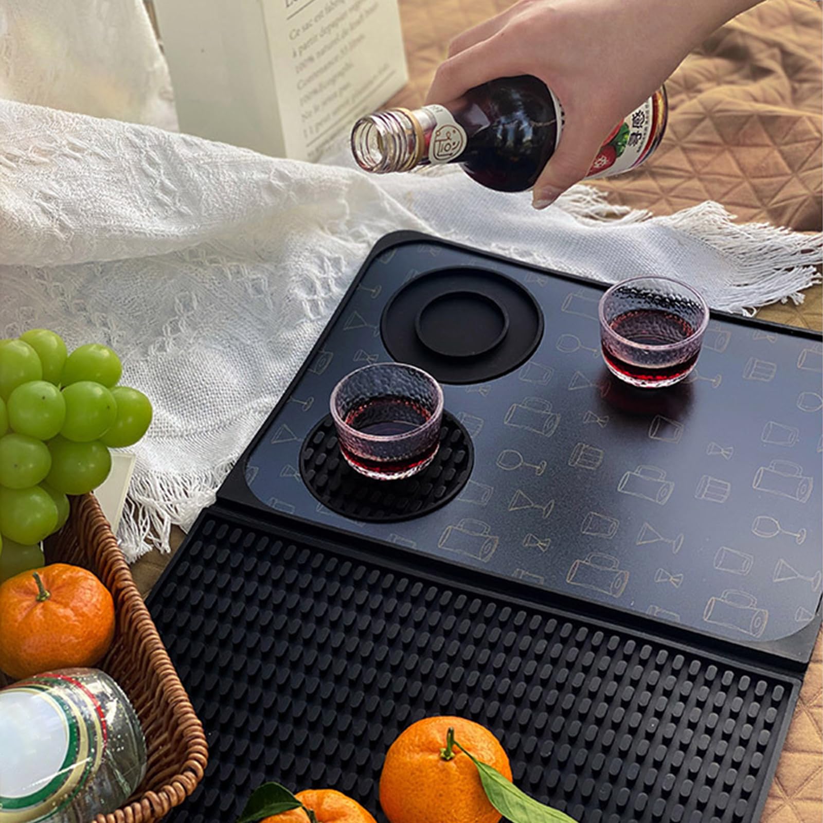Alfombrilla plegable con tabla de cortar extraíble y bandeja Ed integrada para camareros profesionales, fácil de limpiar, herramienta de cocina versátil