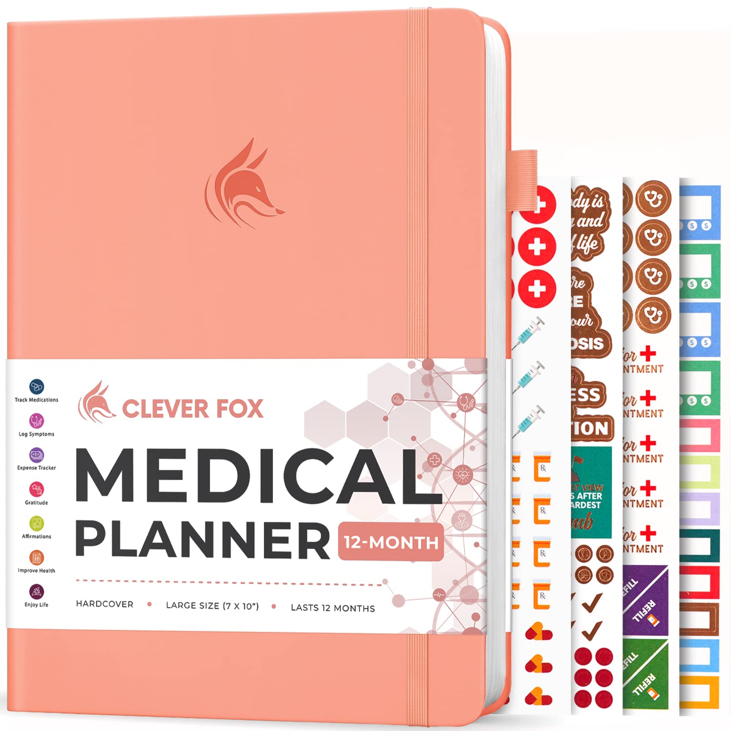 Clever Fox Large Medical Planner 12-Month – Medical Notebook, Health Diary, Wellness Journal to Track Health – 12 Months, 7x10.5″ (Light Pink)