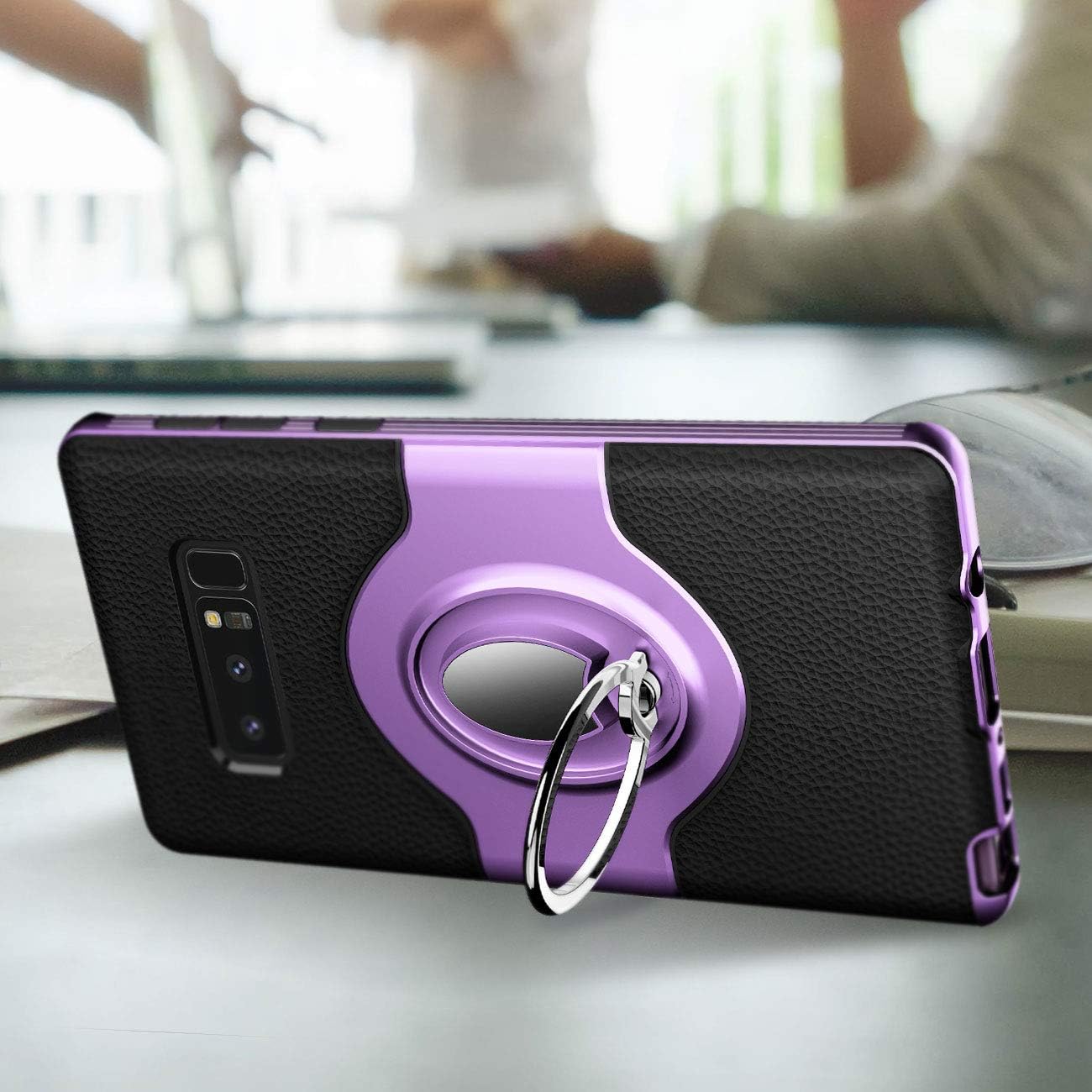 Samsung Galaxy Note 8 Case - eSamcore Ring Holder Kickstand Cases + Dashboard Magnetic Phone Car Mount [Purple]