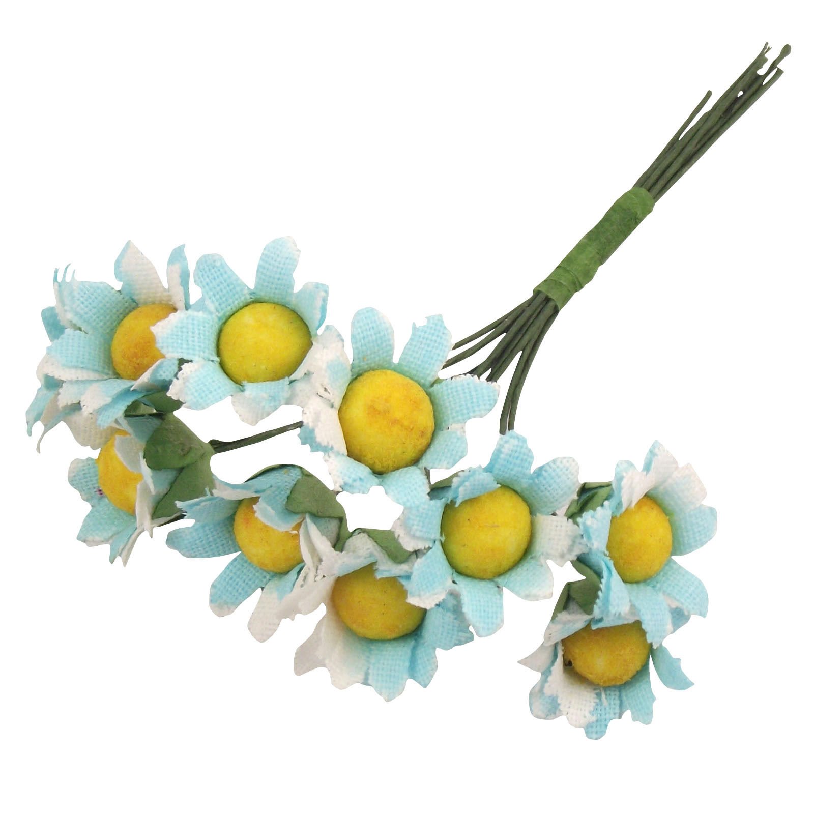 Meena Supplies Blue Bunch Of 10 Miniature Artificial Daisy Gerbera Sunflower Flower Picks (Blue)