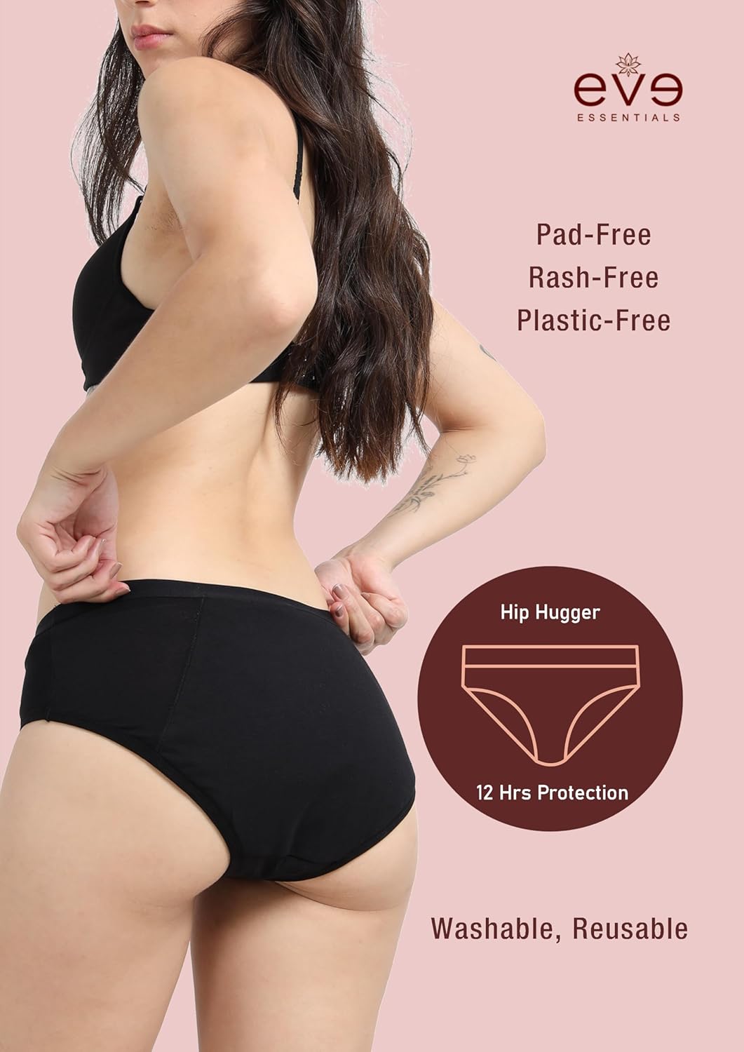 Period Panty Hipster Leak Proof Underwear for Low to Medium Flow, Reusable for 2 Years Without Pads, Pack of 1 Period Panty Hipster Leak Proof Underwear for Low to Medium Flow, Reusable for 2 Years Without Pads, Pack of 1