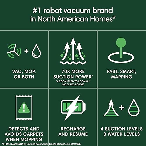 Miniatura 2 de iRobot Roomba 105 Combo robot aspirador y trapeador - Fácil de usar, succión intensa de levantamiento de potencia, navegación LiDAR, múltiples modos