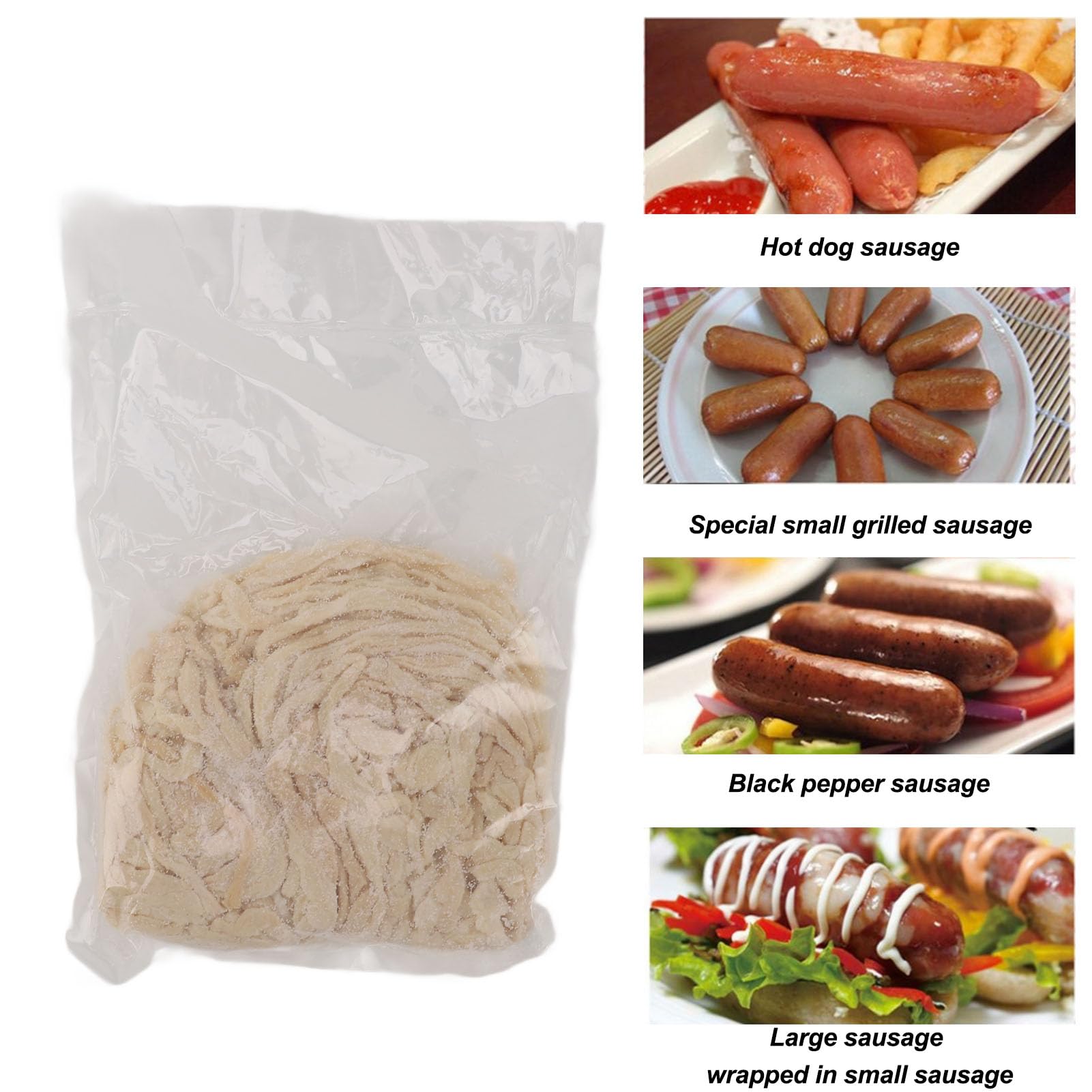 Tnfeeon Natürliche Schweinswursthüllen, 32–38 Mm, Vorgesalzene Schweinedärme, 0,5 Kg für Hausgemachte Räucherwurst, Klarer, Schnurrhaarfreier Essbarer Darm für Kielbasa-Bratwursthersteller (Typ 9)