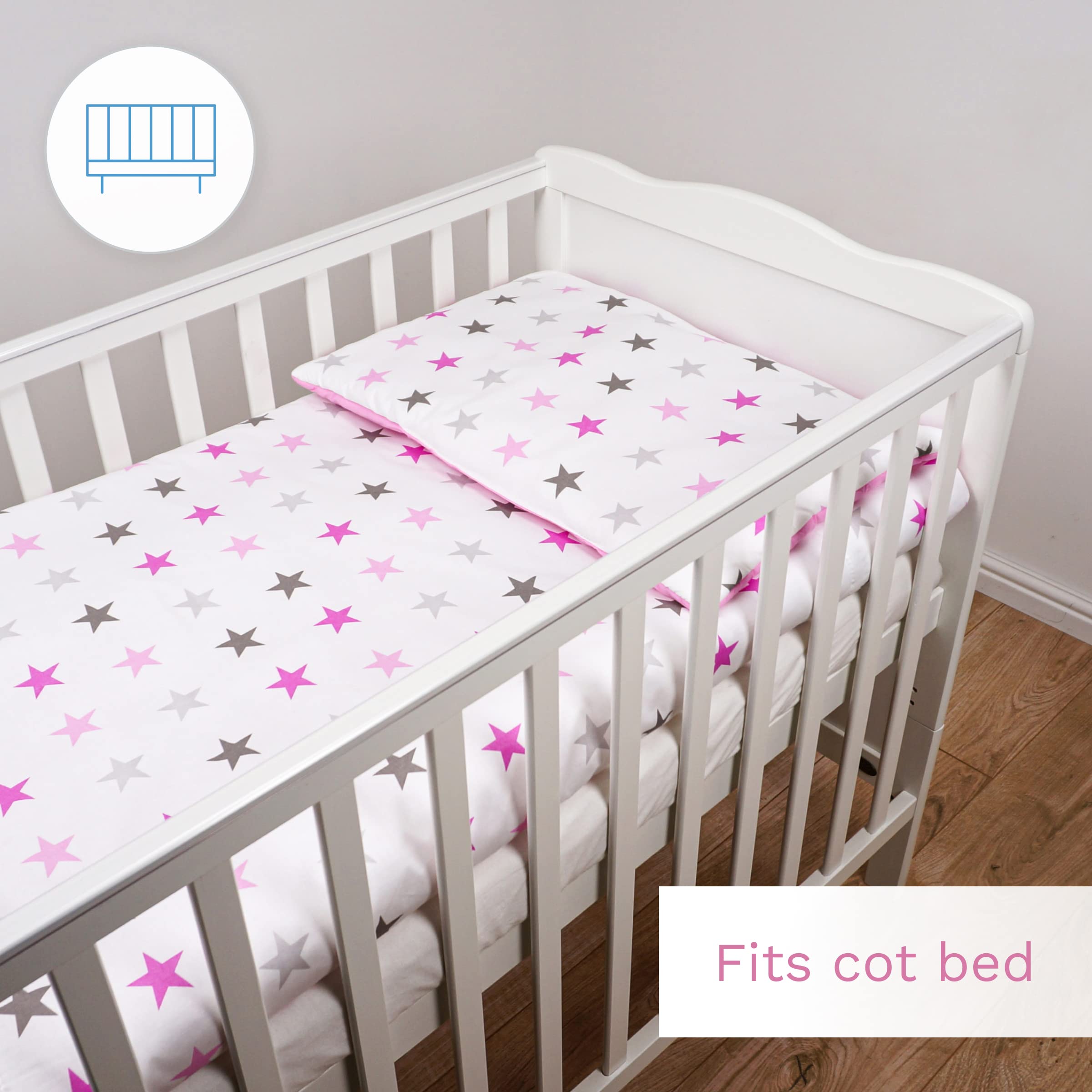 Baby Comfort Juego de Cama para Cuna 4 Piezas 135x100 cm edredón y Funda nórdica con Almohada y Funda de Almohada - diseño 19 (12 Meses+)