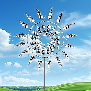 Magische Windmühle,Einzigartige und magische Metall Windmühle,3D Windrad,Windspinner Spinner Skulpturen Windfänger für Außenterrassen,Patio Rasen,Garten,Landschaft Dekoration