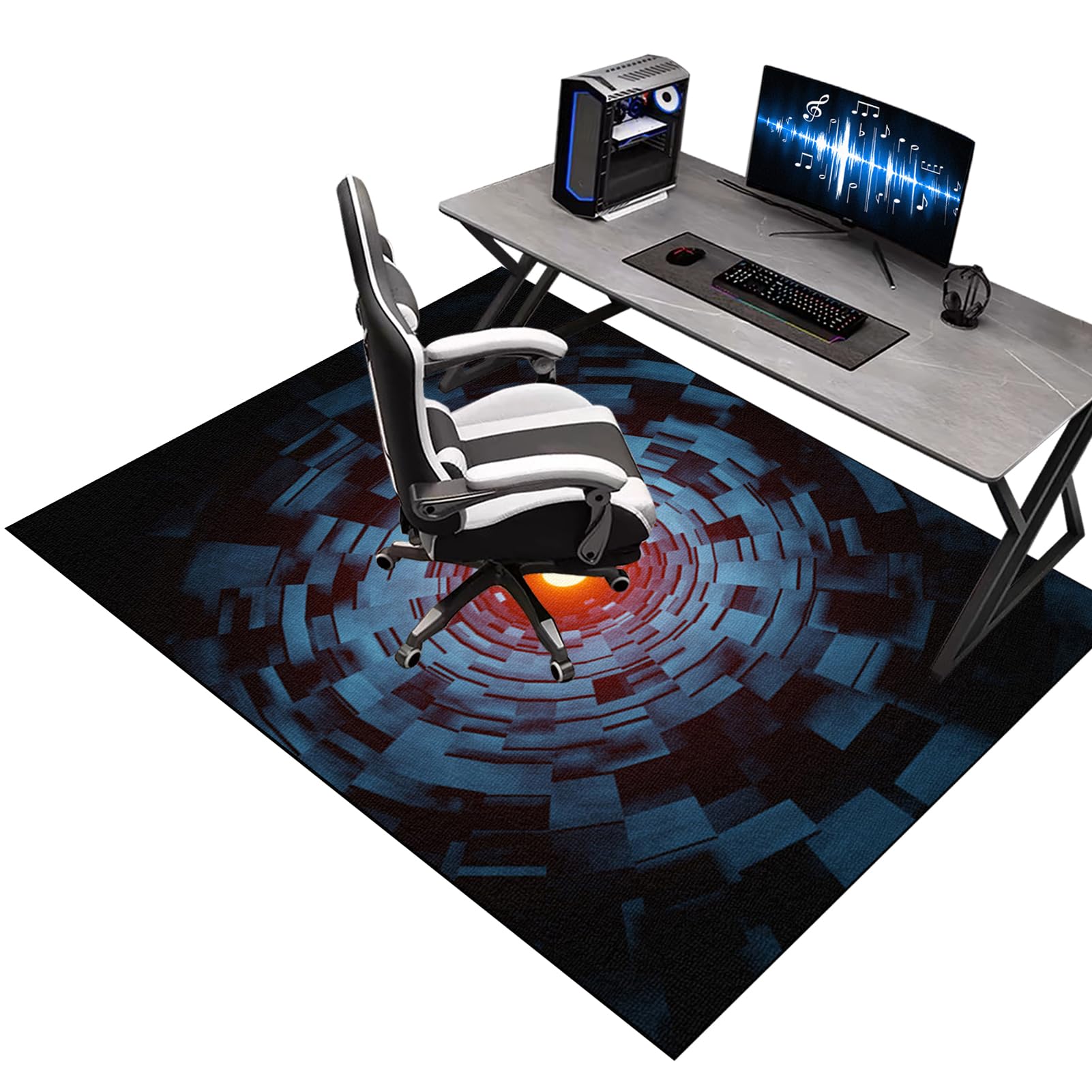 KQIEJUY Gaming Chair Mats for Carpeted Floors, Office Chair Mat for Hardwood Floor, Computer Rolling Chair Mat Hard Floor for Home and Office, Machine Washable Desk Floor Protector Rug 200 x 230 cm