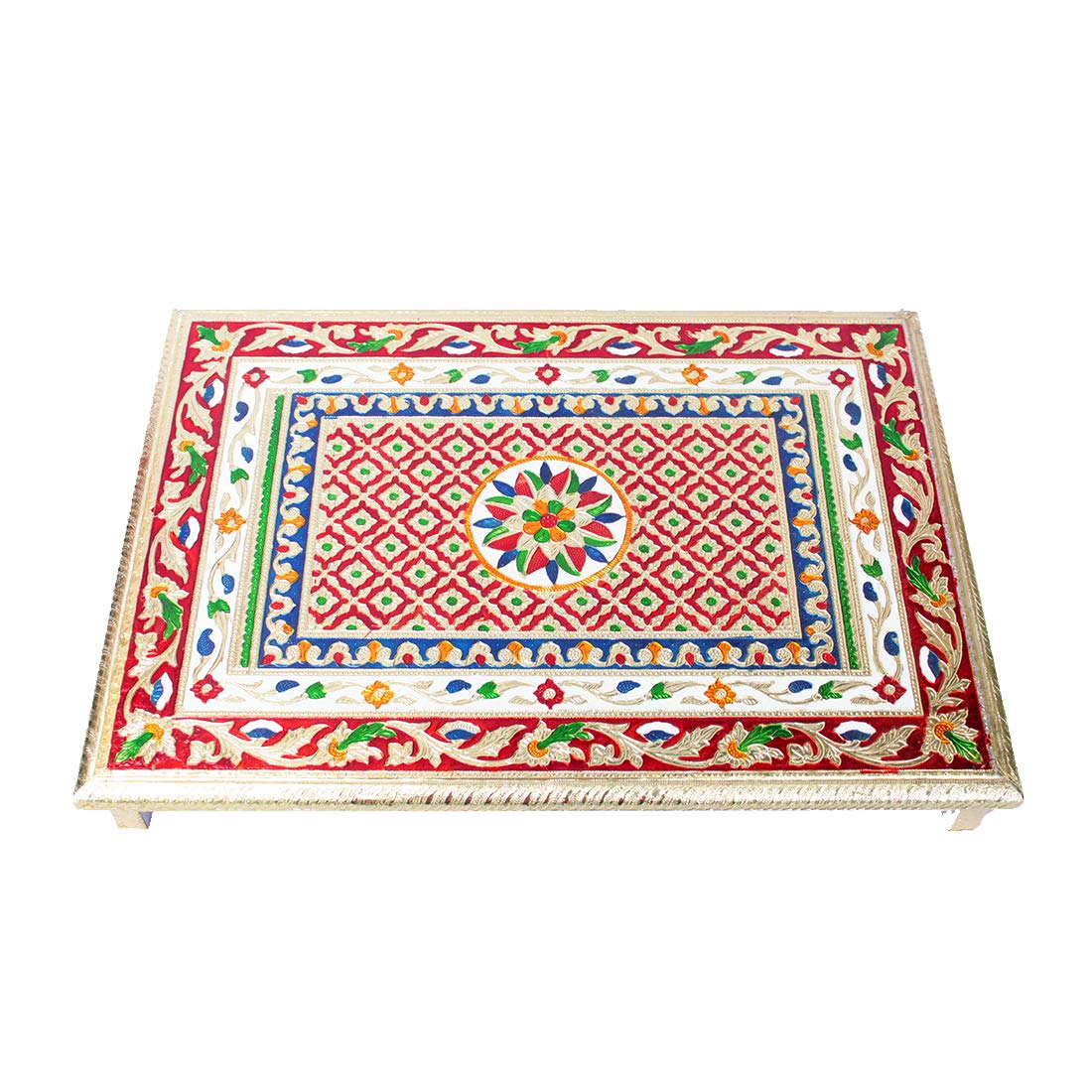 Apka Mart The Online ShopApka Mart The Online Shop Meenakari Flower Patla 20 Inch For Pooja Temple Medium Multicolor