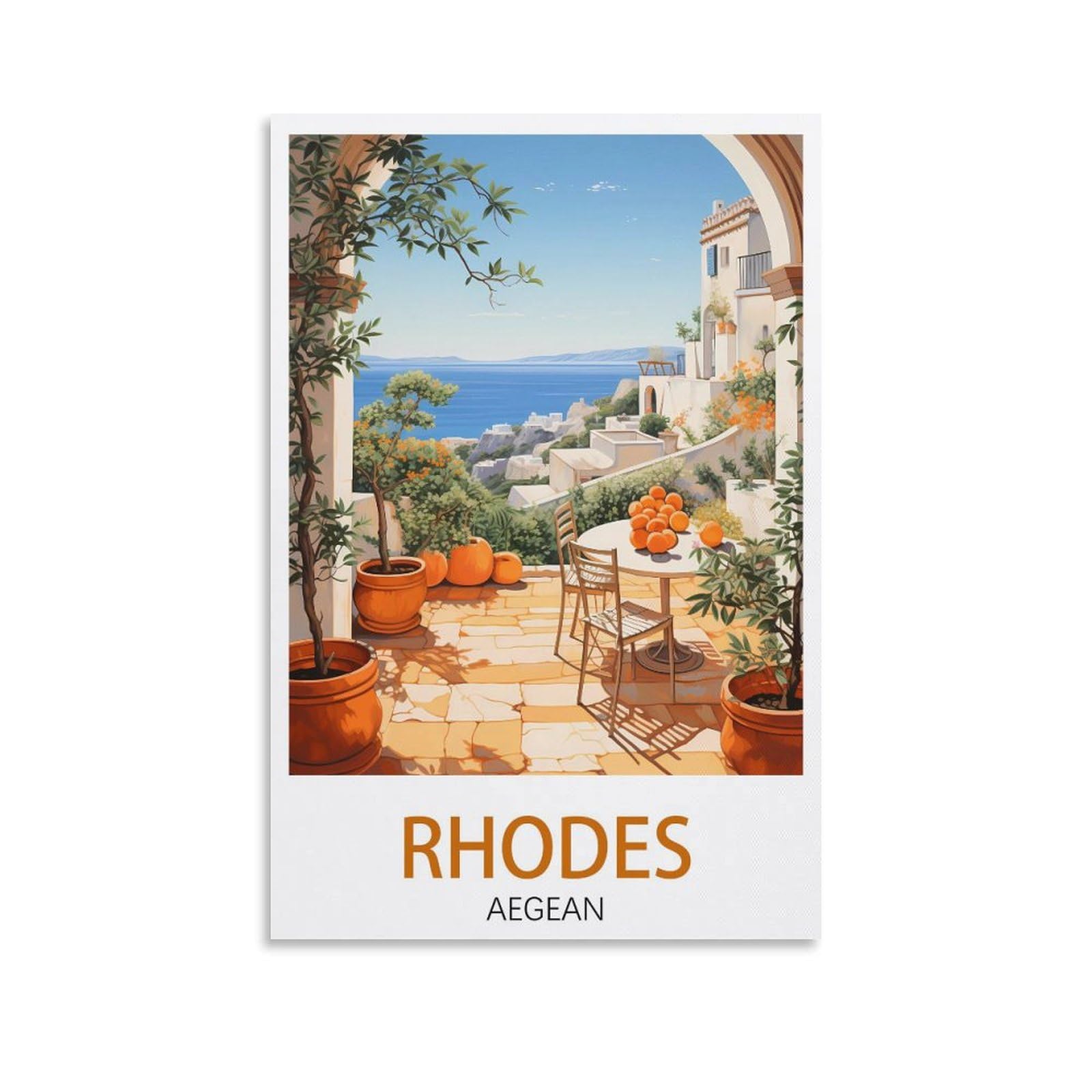 EZMLFA 5D Diamond Art Kits for Beginner,Rhodes Aegean,DIY Round Full Drill Crystal Art Craft Painting for Home Wall Decor 50x60cm