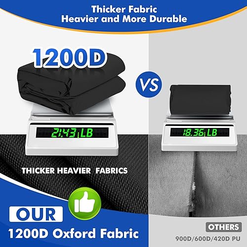 Miniatura 8 de Funda impermeable 1200D para lanchas, se adapta a barcos de bajo de 14 a 16 pies, casco V y tri-casco, lona resistente, color negro