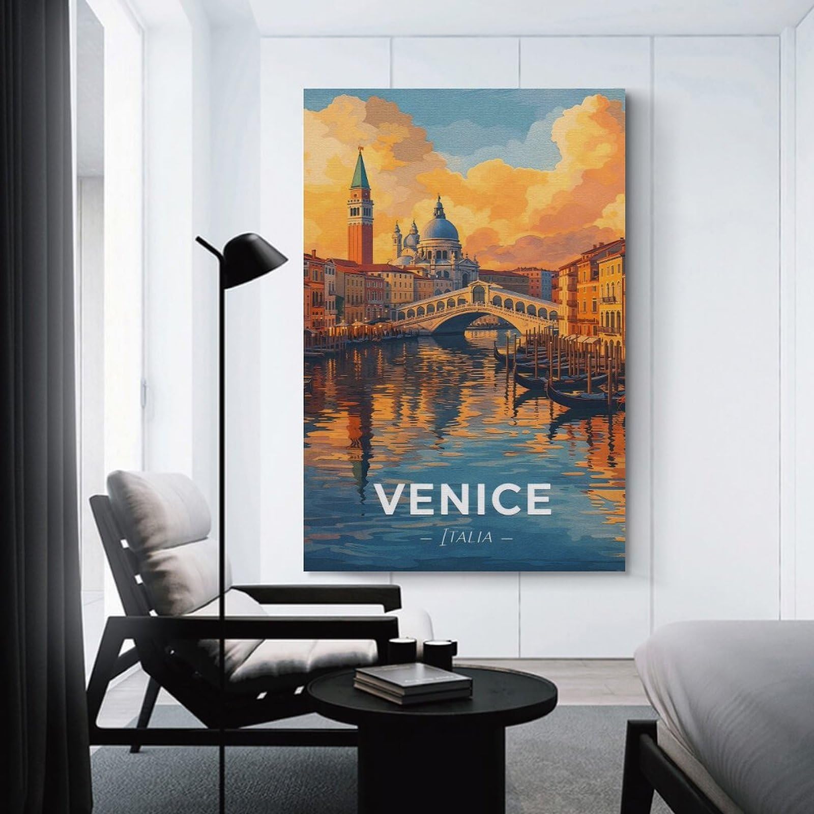 Junmoney Venice Italia Vintage Wall Picture Print 20x30inch(50x75cm), for Lounge Decor, Offices Or Entryway Styling, Versatile Wall Decor for Many Rooms
