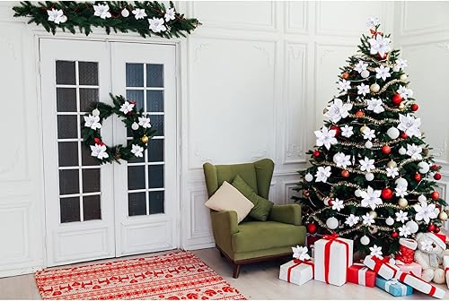 Miniatura 8 de Geosar 100 Pcs 3 Size Christmas Poinsettia Glitter Artificial Flowers Small Christmas Tree Ornaments Faux Flowers Decoration for Xmas Party DIY