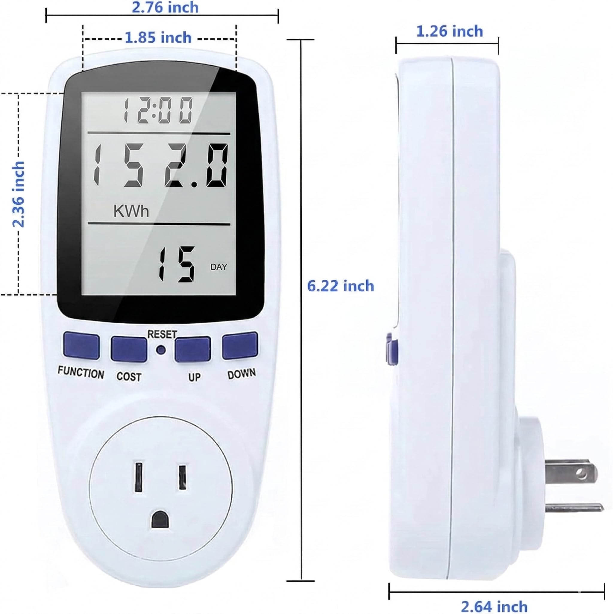 Stanz (TM) Plug Power Meter Monitor Energy Watt Voltage Amps Meter