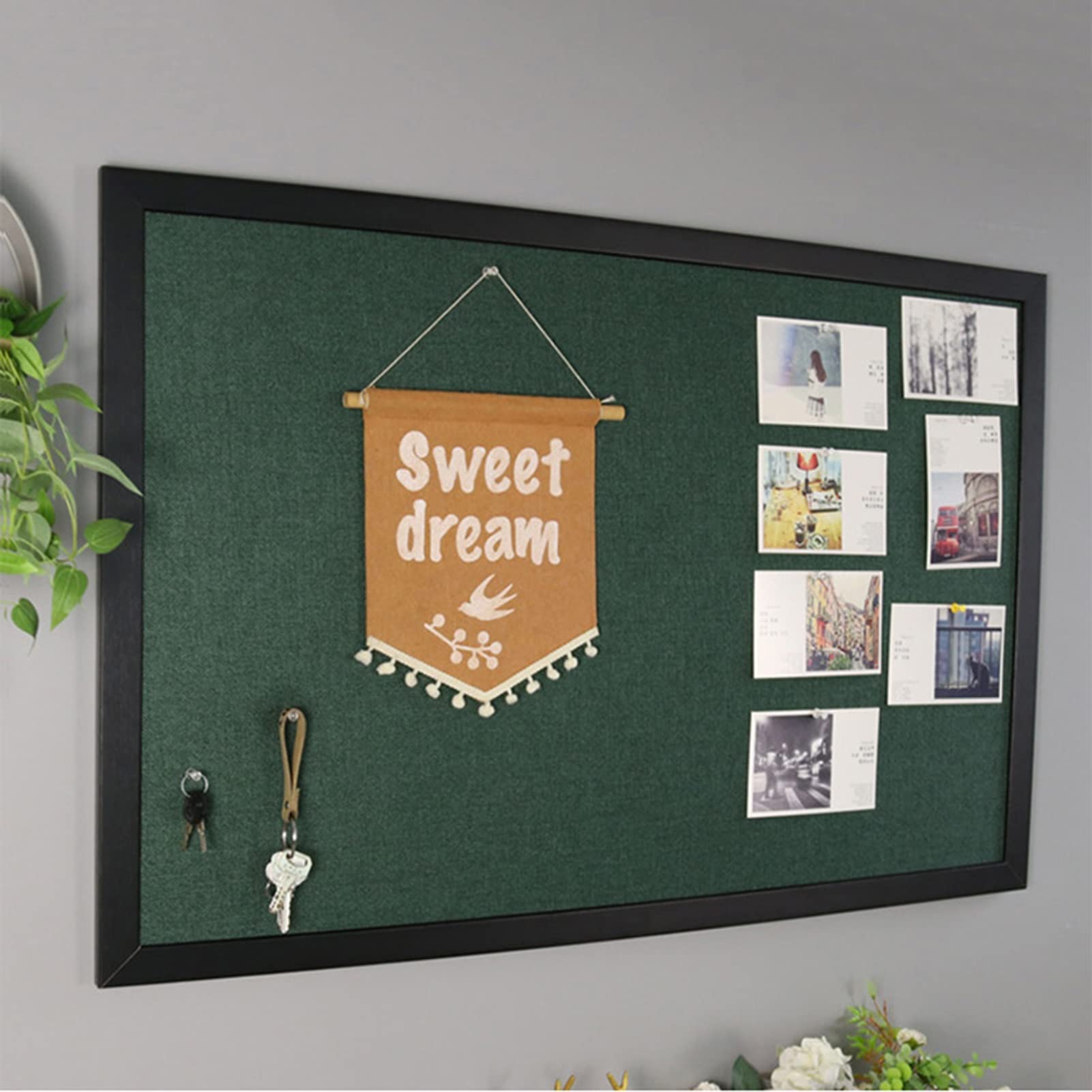 LIU- Holzrahmen-Pinwände Mit Grünem Leinen, An Der Wand Befestigte Pinnwände Dekorative Hängende Pinnwand Memo Vision Board Für Home Kitchen Office (Size : 45x60cm)