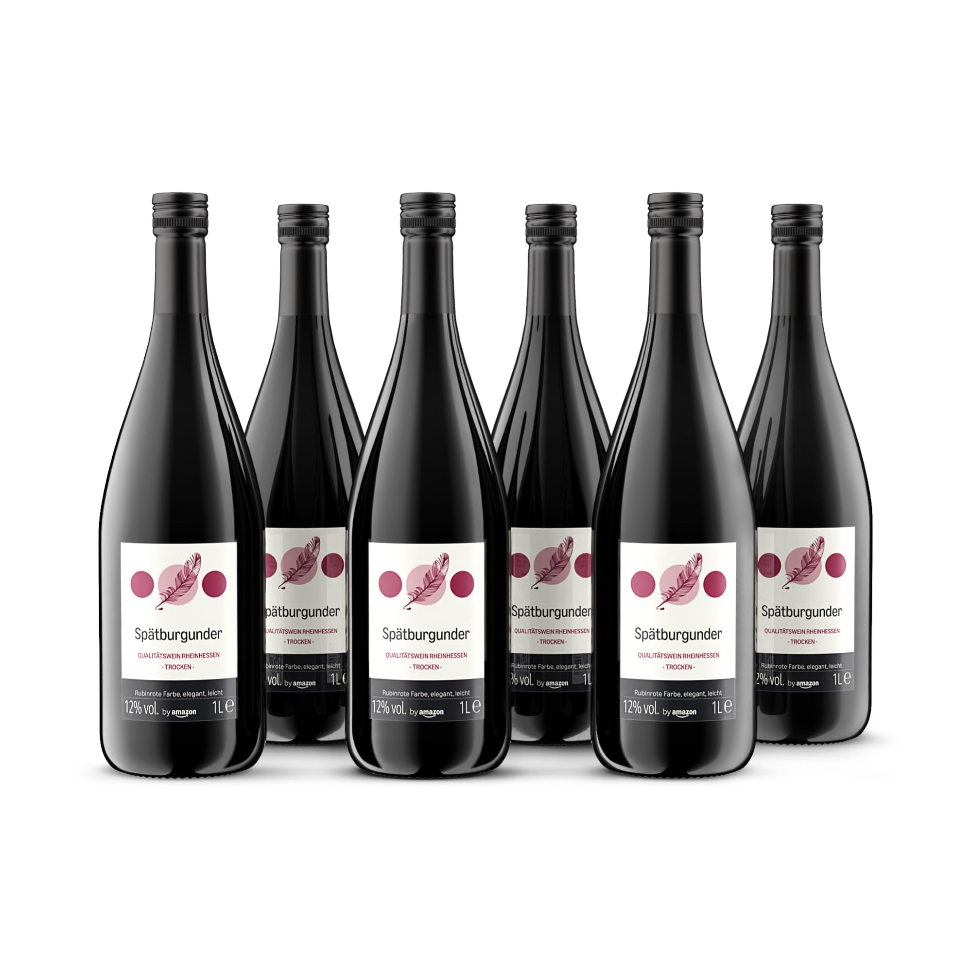 by Amazon Spätburgunder Trocken Rotwein Qualitätswein Rheinhessen, 6x1L
