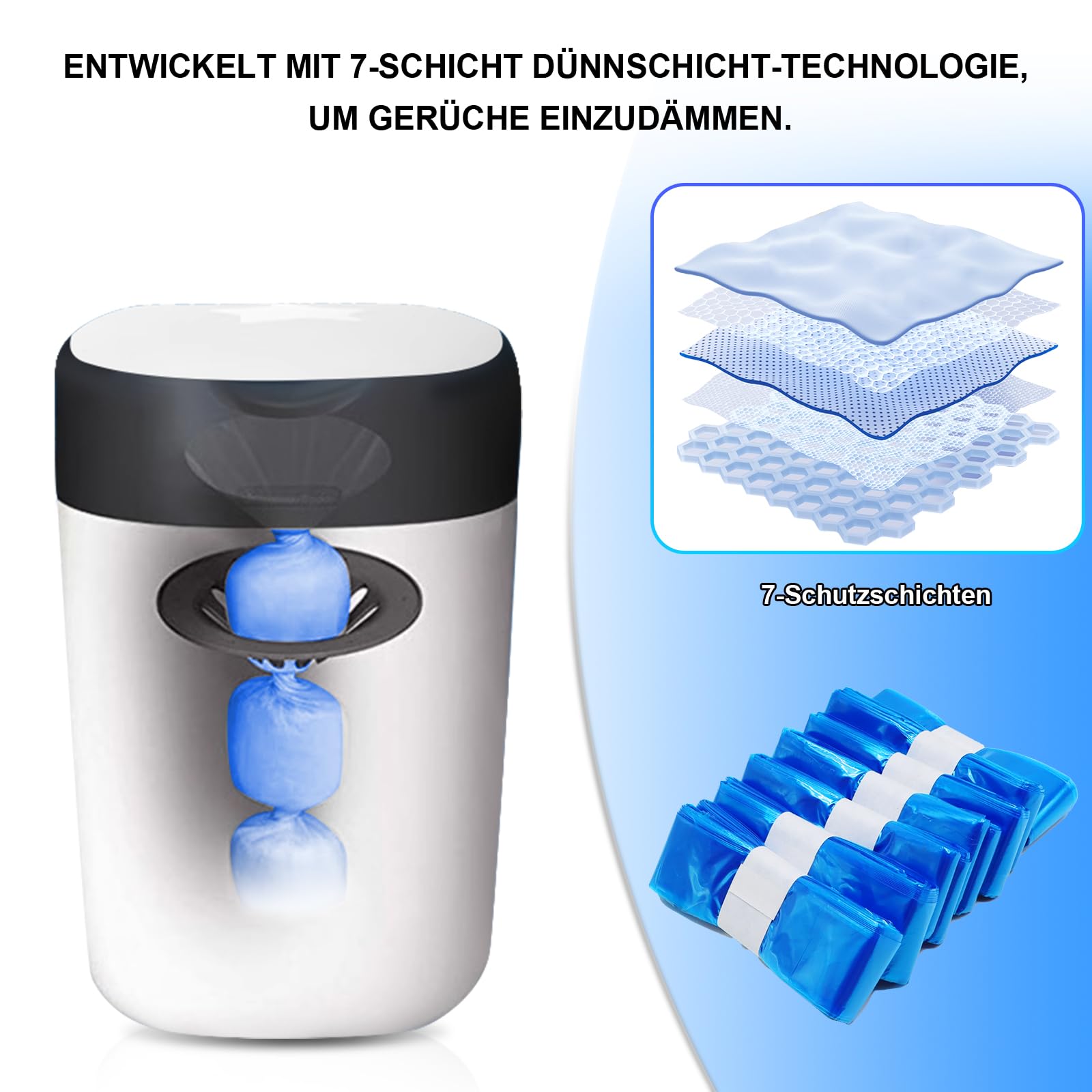 Nachfüllfolie für Windeleimer Kompatibel und umweltfreundlich, 4,5M für alle Windeleimer