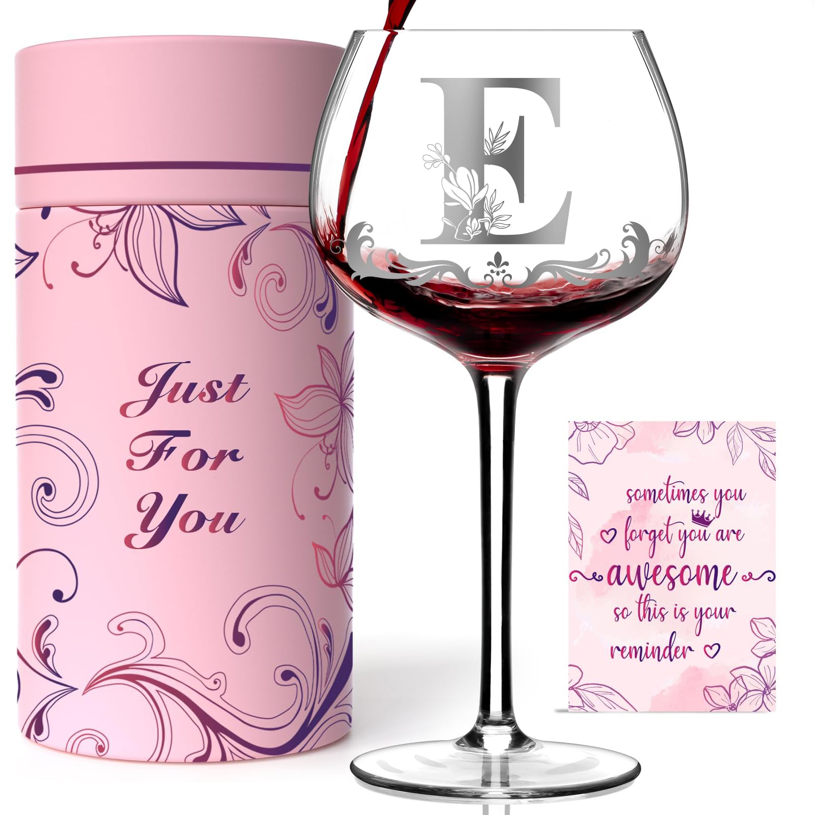 Verre à vin avec initiale E : le cadeau unique pour maman et amie
