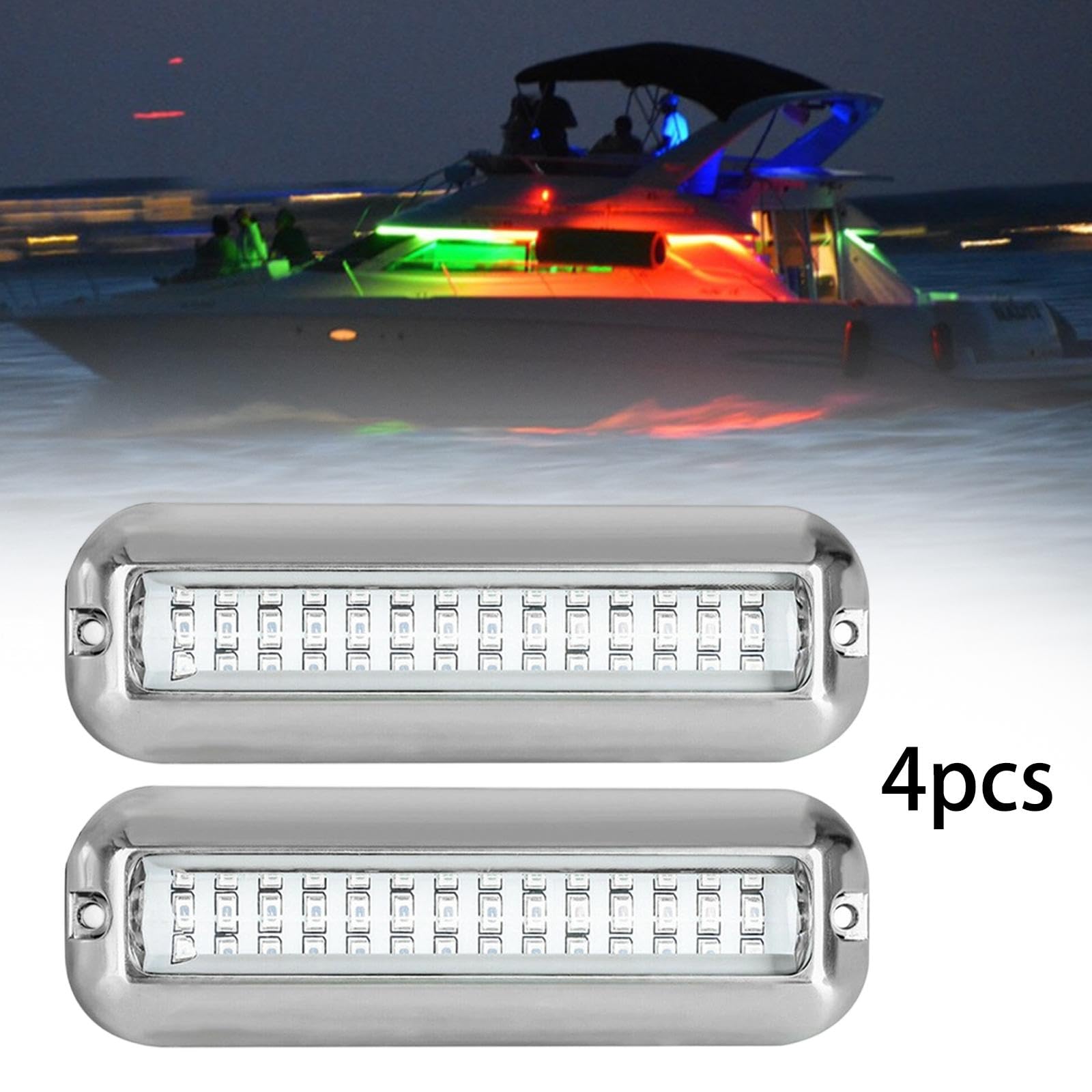 TISHITA 4 Pezzi Luci Poppa Barca LED Sottomarine Impermeabili Inox Alta Luminosità Resistenza Duratura Adatte per Immersioni Notturne Uso su Barche E Yacht