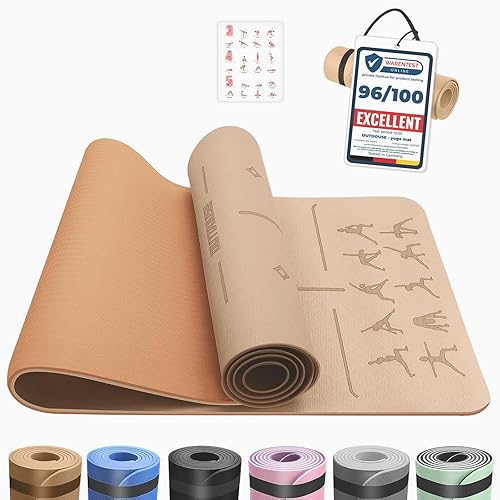 Tapis de yoga OUTDOUSE–70 postures de yoga imprimées, matériau TPE