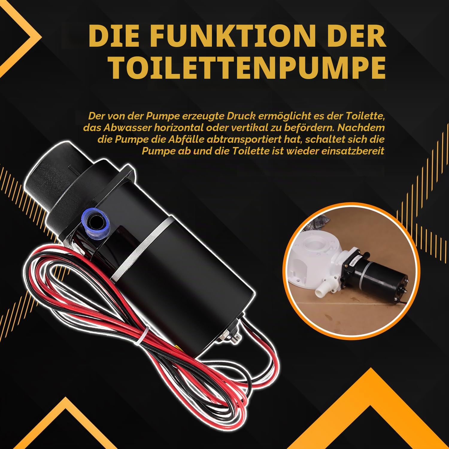 Ersatz für 37041-0010 Marine WC Zerkleinerer Sub-Montagesatz, Marine WC Ersatzmotorpumpen-Set 12 Volt passend für Modelle 37010-0000, 37010-1000, 37010-0090 und 37010-1090