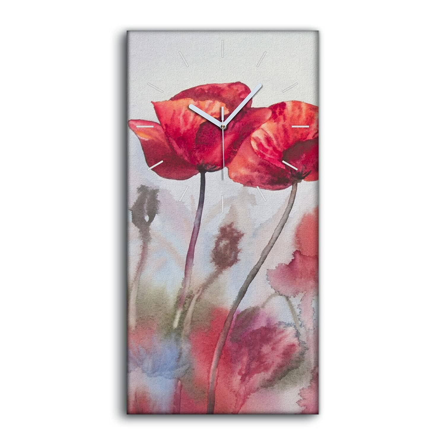 Horloge sur Toile Peinture à l'huile de Fleurs pour Décoration Salon et Chambre