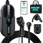 AIMILER Niveau 2 Véhicule électrique (EV) Chargeur(WIFI APP/Plug-play), 32A, 25ft câble ETL Certifié, 220V-240V NEMA 14-50P Connecteur EVSE w/ J1772 Connecteur portable EV Stations de recharge de voiture pour le niveau intérieur 2