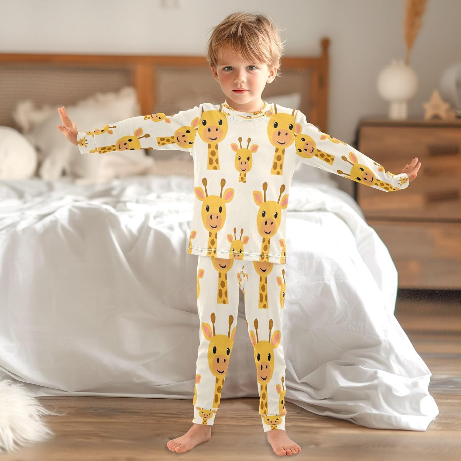 senya Pajama Sets Long Sleeve Top and Pants Sleepwear Branches Sloth for 2-8 Years Old