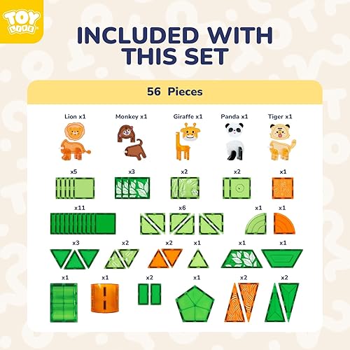Miniatura 6 de TOY Life Azulejos magnéticos para niños pequeños de 3 a 5 años, 56 piezas de bloques magnéticos para niños de 4 a 8 años, bloques magnéticos,