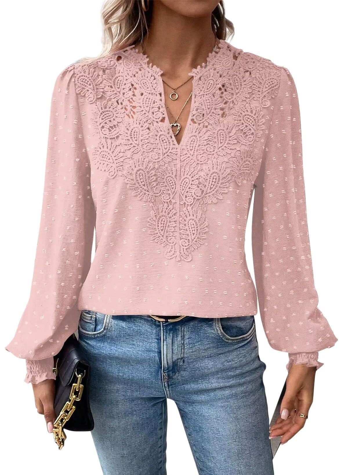 Elegancka Koszulka Damska Długim Rękawem Koszulki Dekoltem W Serek Jesień Boho Casual Falbany Koszula Odzież Top