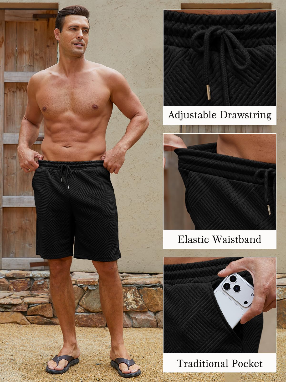 Pantalones Cortos Hombre Verano Bermudas Ligero Transpirable Bolsillos
