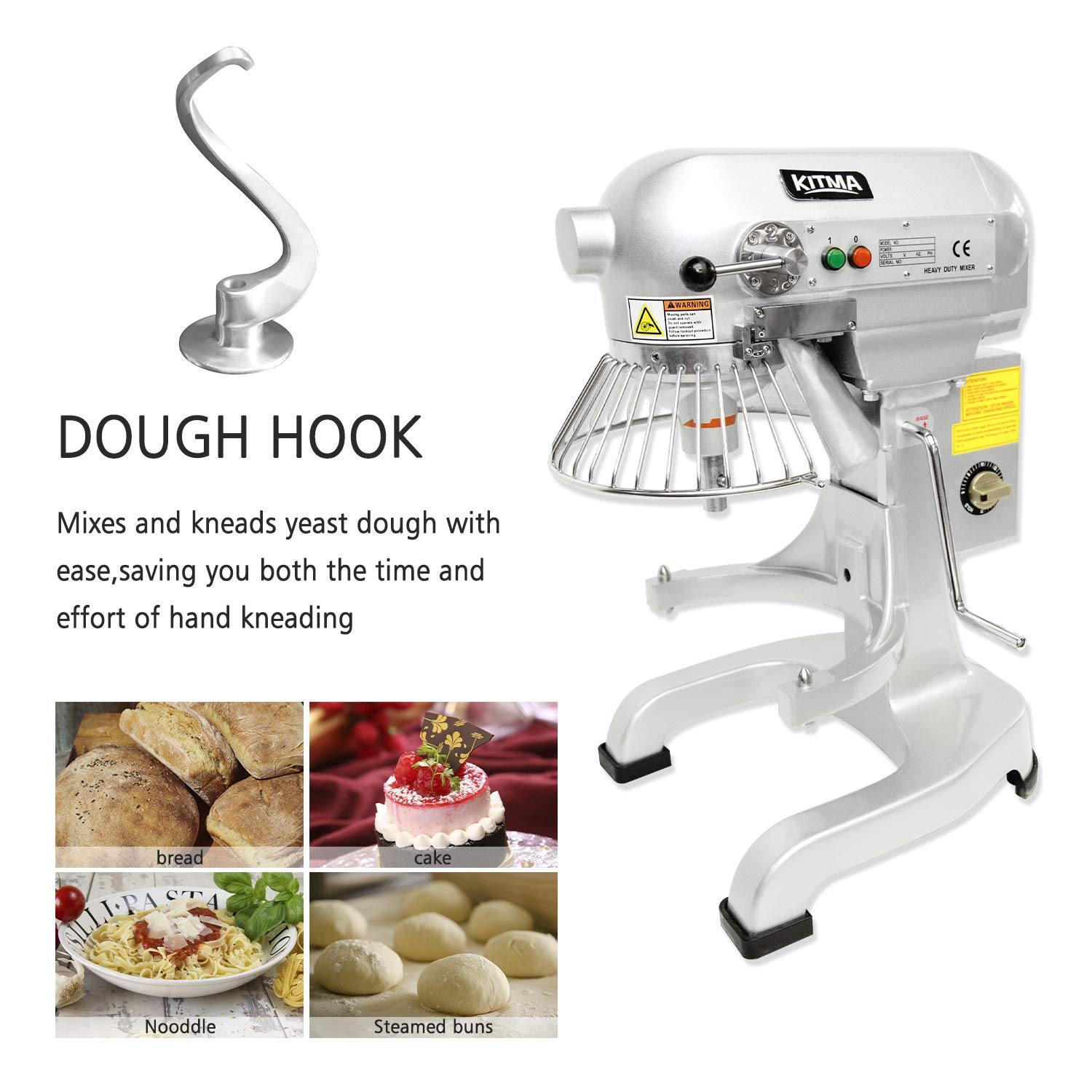 KITMA 20 Quart Heavy Duty Floor Mixer 3 Speeds Commercial Food Mixer with Stainless Steel Bowl