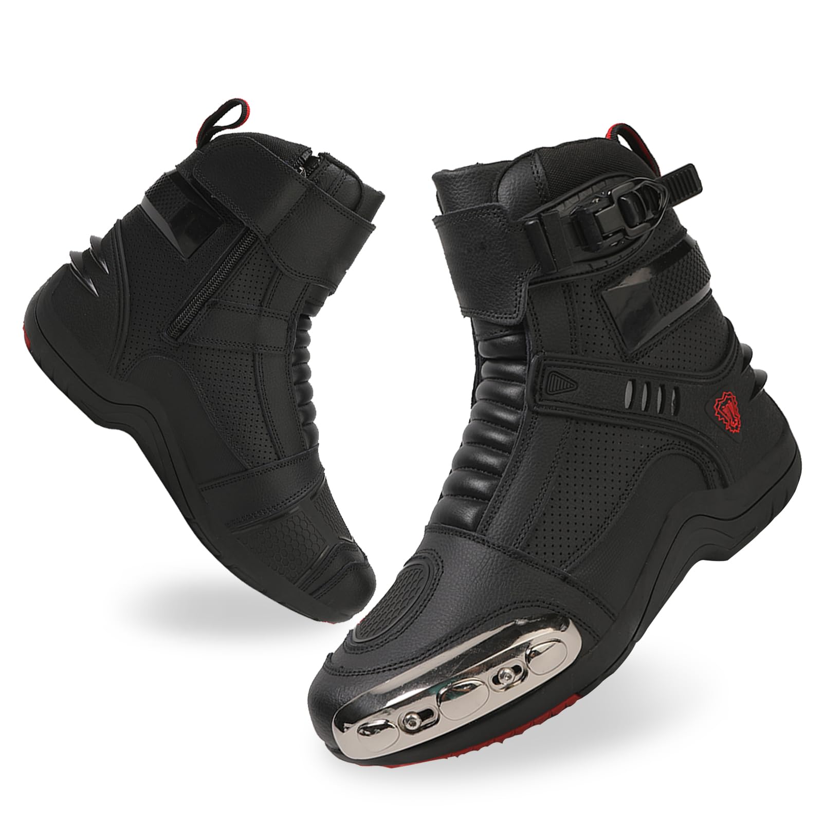 Botas Moto Hombre Zapatos De Motocicleta para Hombres,Zapatillas De Moto Hombre Antideslizantes,Transpirables Botas De Motorista Casuales De Calle