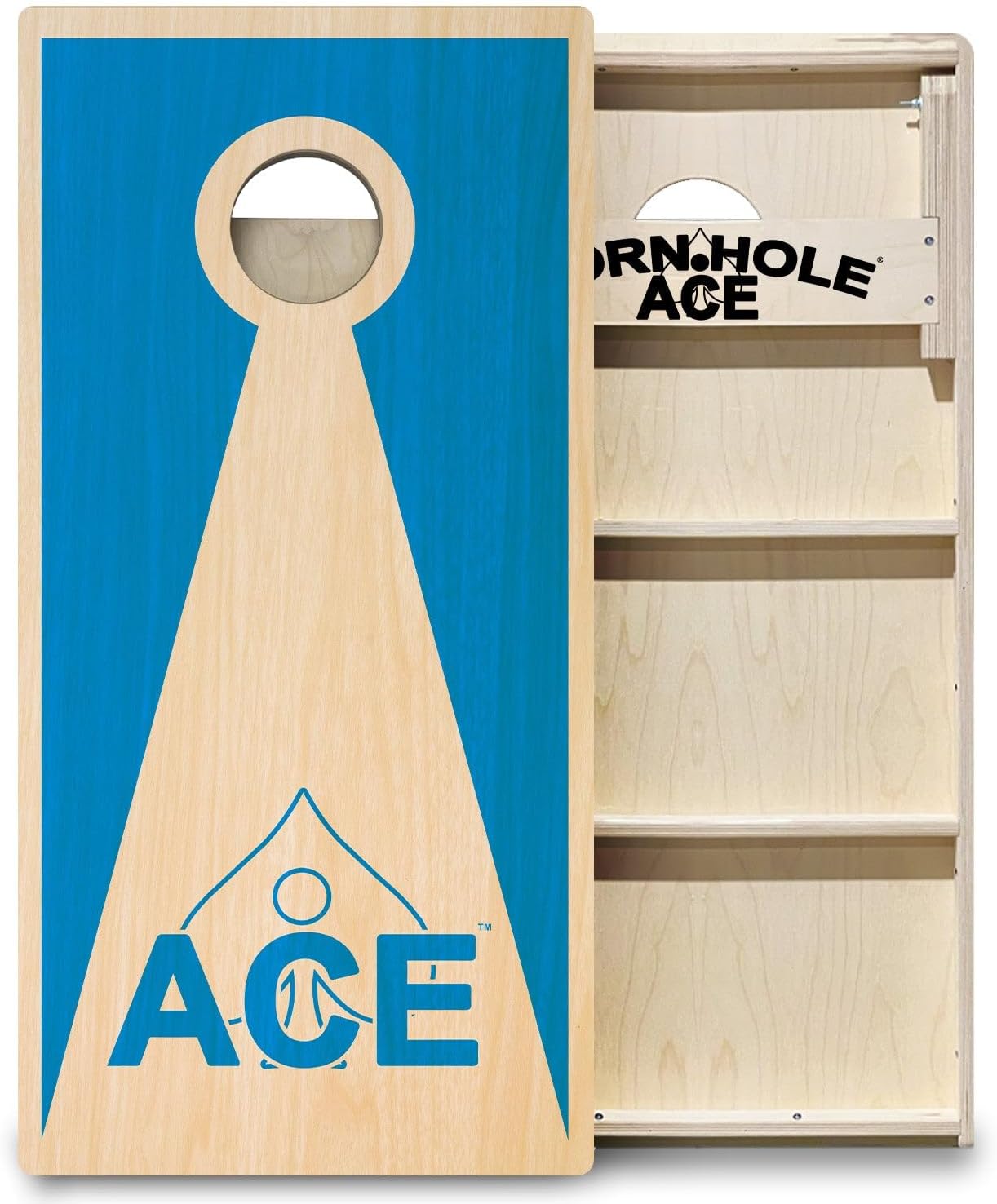 CornholeAce ACE PRO Inverse Triangle Professional Cornhole Boards - No Bounce! Triple Wide Legs, 3/4" Baltic Birch Plywood, Handles, Regulation Size (4x2ft), Tournament Style, Made in USA