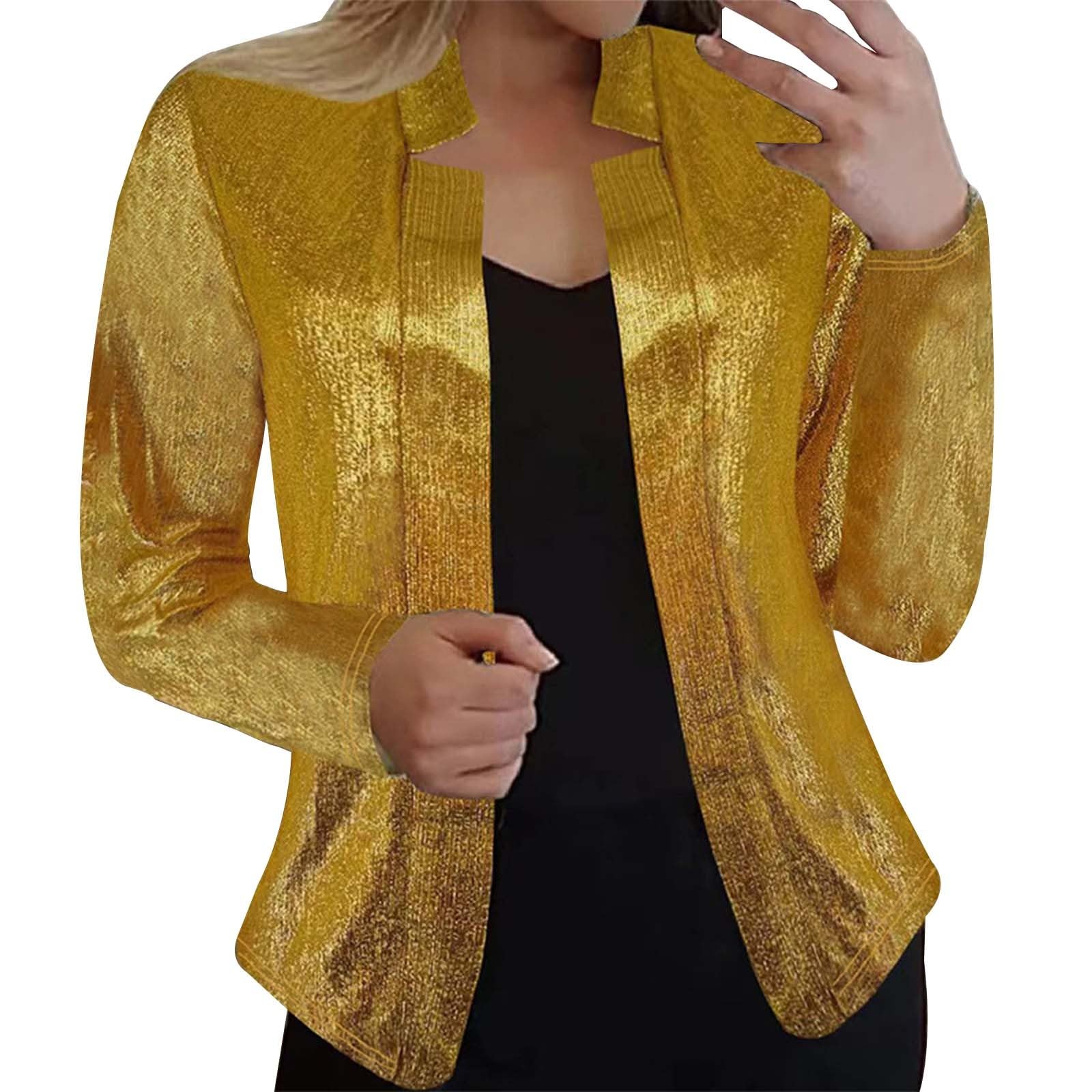 Generisch 2026 Damen-Pailletten-Langarm-Stil, mittellang, kleiner einfarbig (Red-2, L)