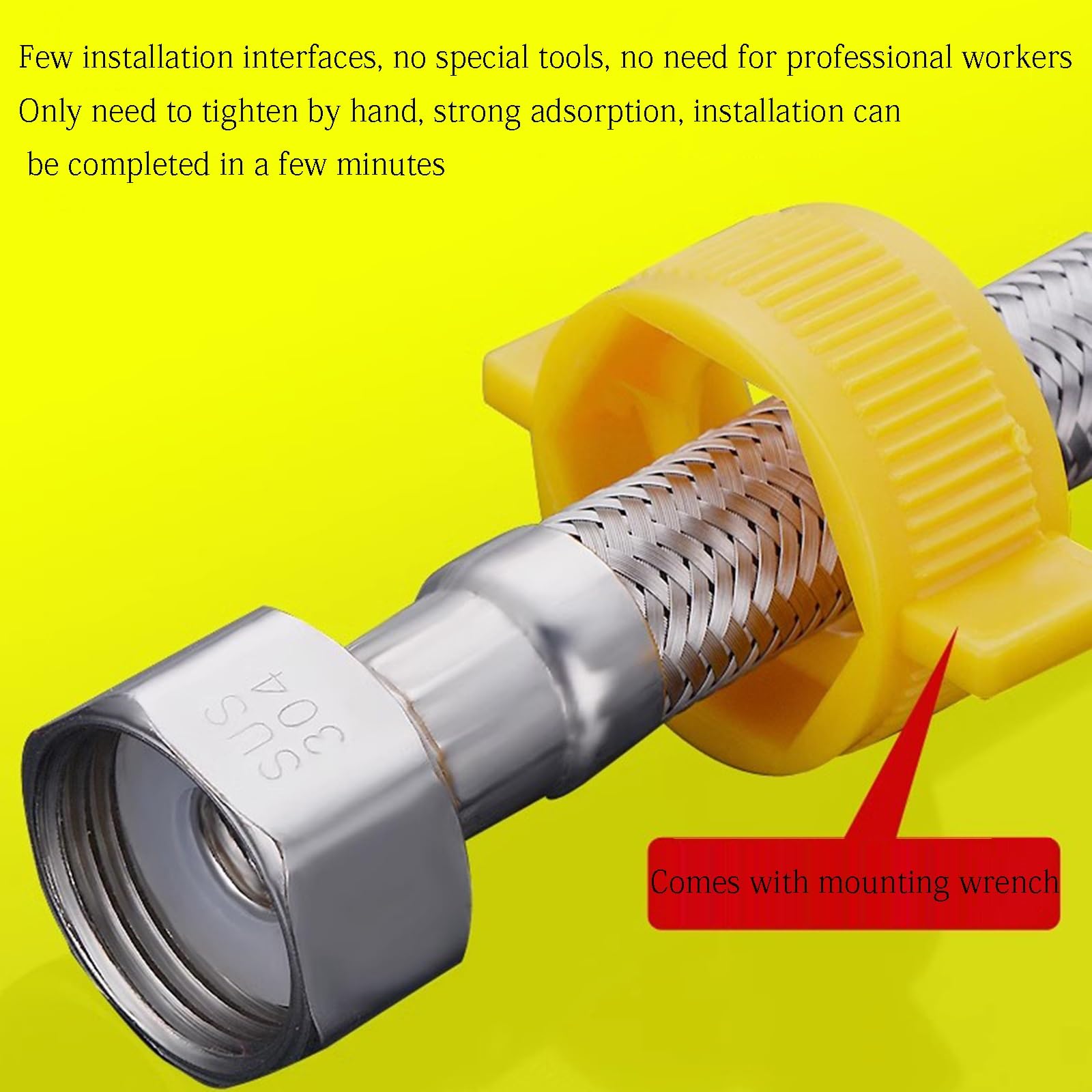 Tubo Di Collegamento Flessibile, G 1/2“ X G 1/2” Tubo Flessibile Dell'impianto Idraulico Dell'acqua Intrecciata Dell'acciaio Inossidabile for I Rubinetti Della Toilette Del Bagno(2m)