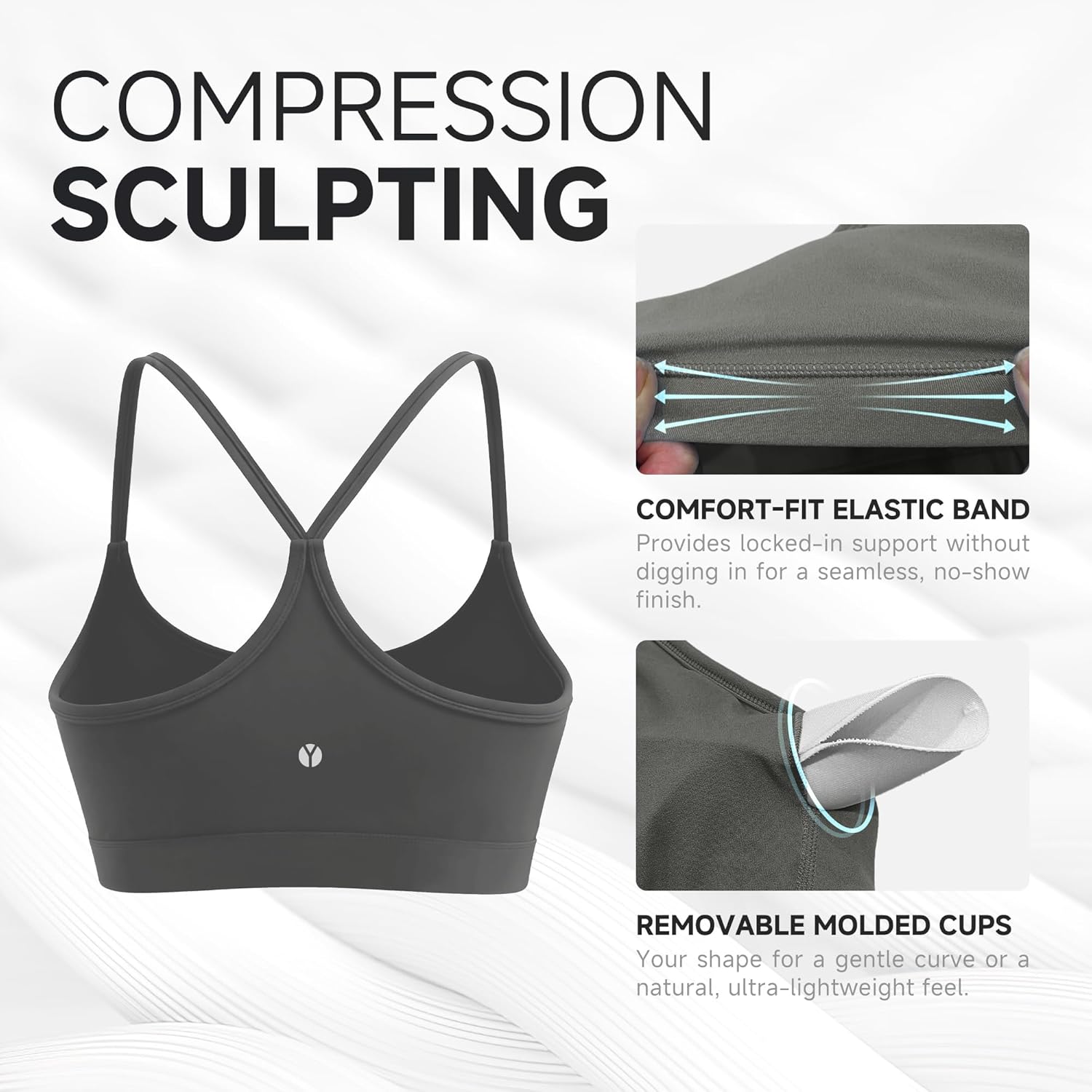 Women’s Sculpting Compression Sports Bra Y-Back Training Bra with Removable Pads Yoga Top - Image 4