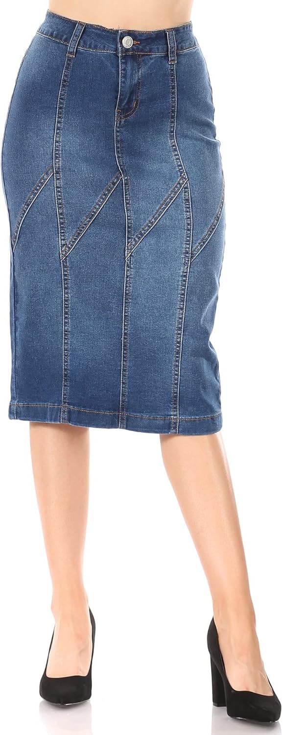 Fashion2Love Women's Juniors/Plus Size Calf Length Pencil