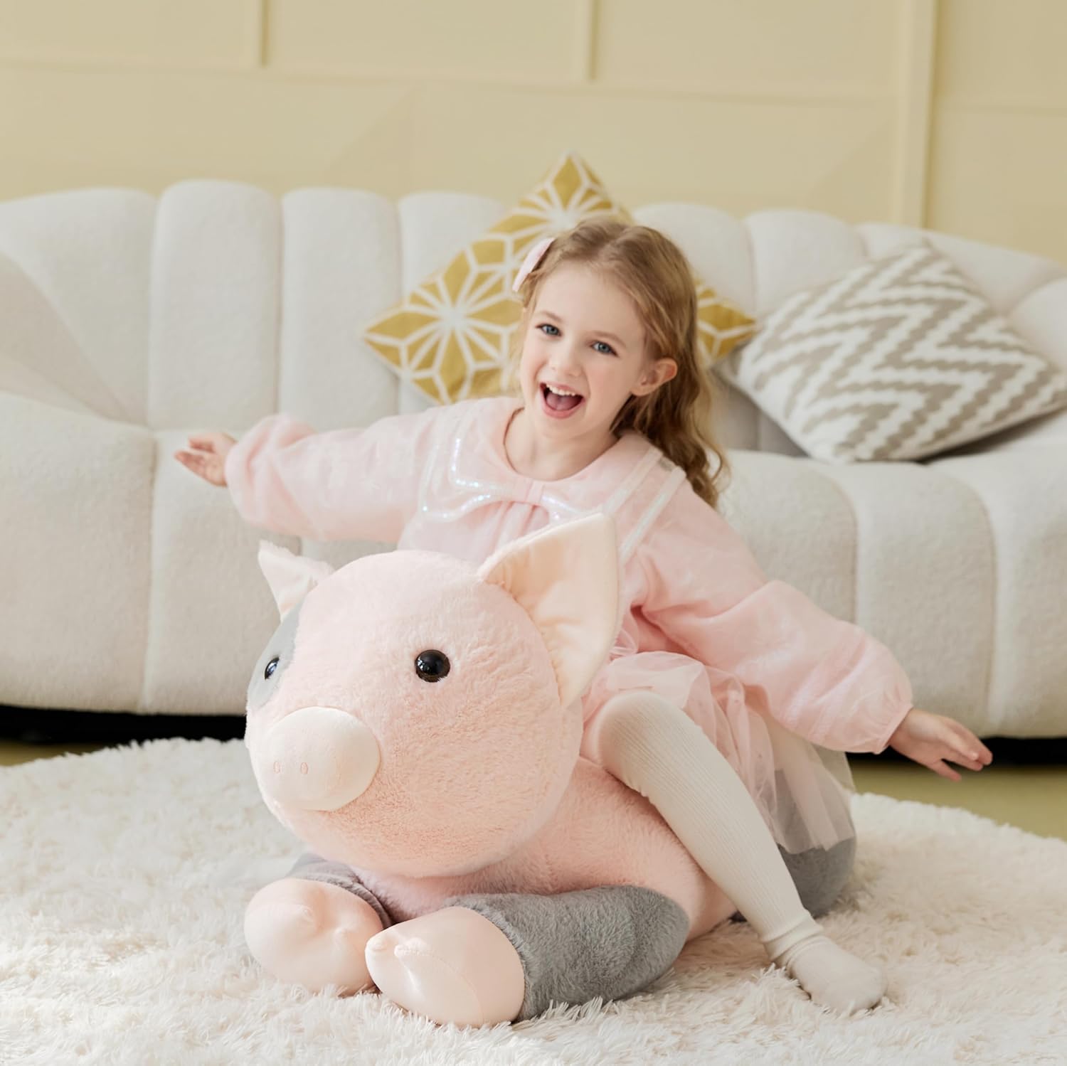 IKASA Giant Fragrant Pig Stuffed Animal Plush Toy, Big Large Jumbo Soft Toys,30" Huge Size Cute Fluffy Plushy Plushie,Gifts for Kids Girlfriend Boys