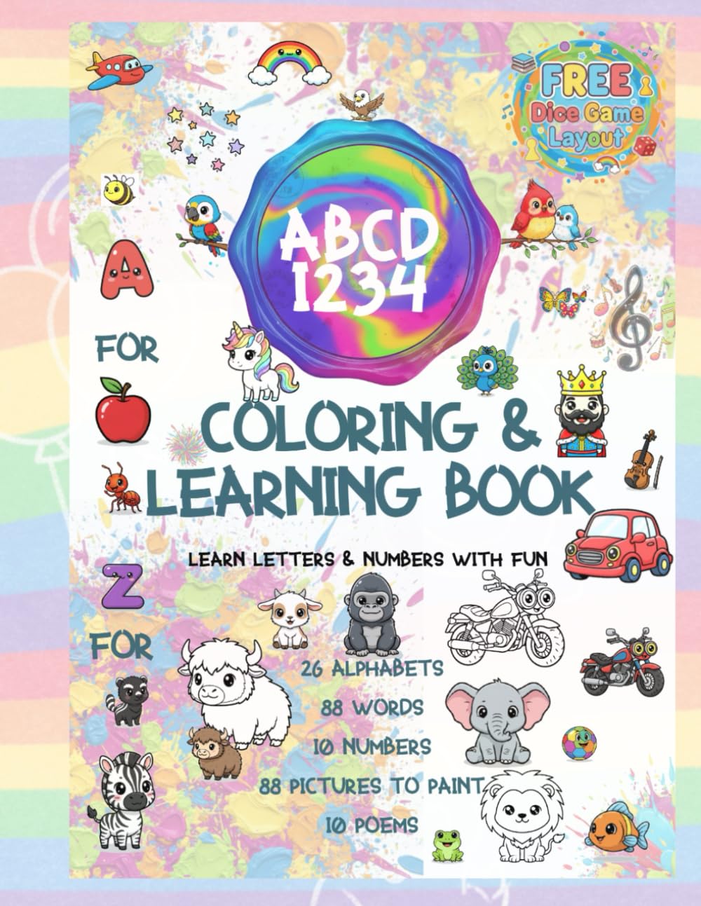 ABC & Numbers Coloring Book: This ABC & Numbers Coloring Book brings together the joy of painting and the power of early learning.