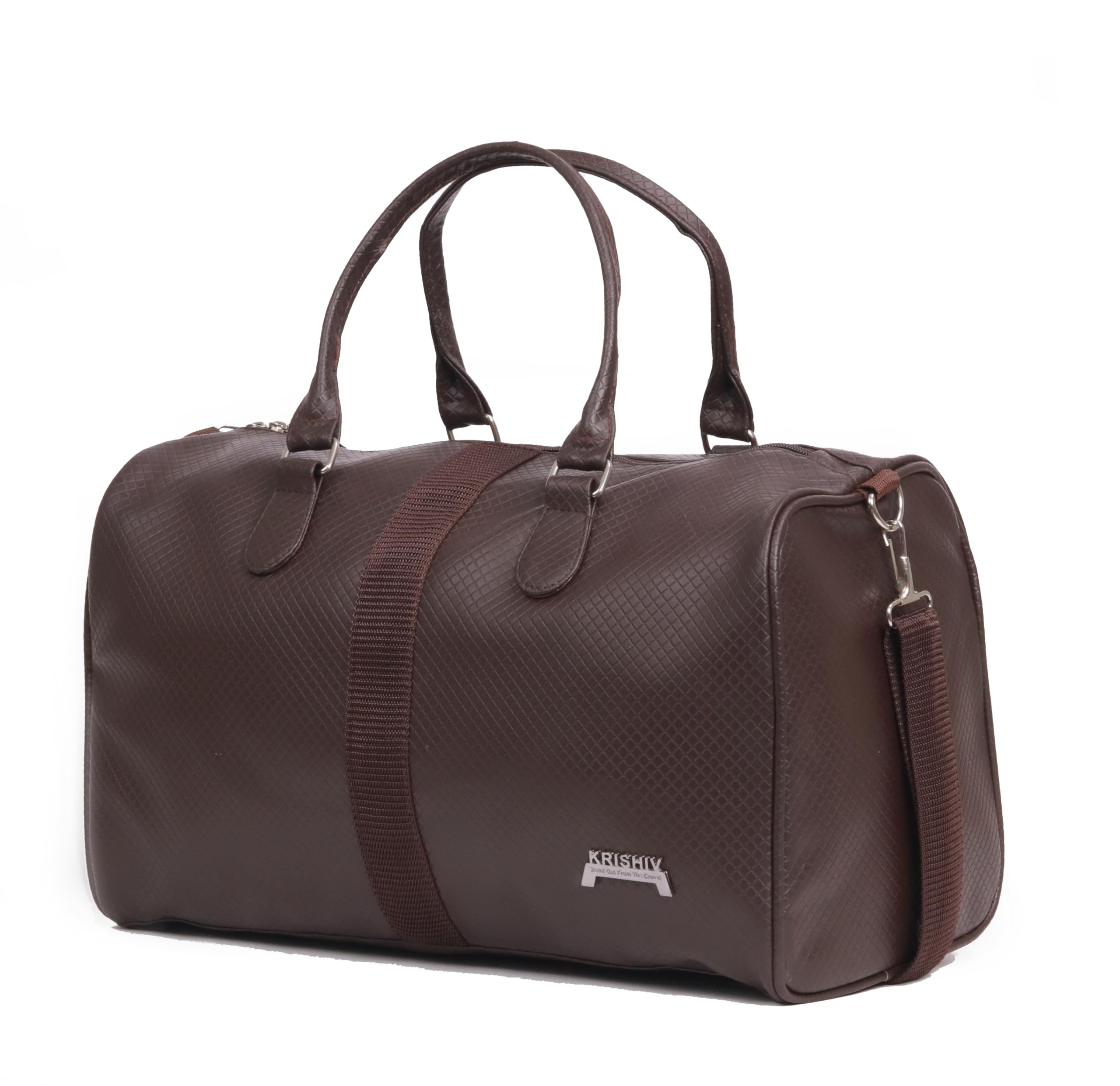 Bullfight Vegan Leather Travel Bags | Travelling Duffel Bag | Stylish Leatherette Handbag Bag for Men Women Unisex (23 litres) (Brown)-image-39