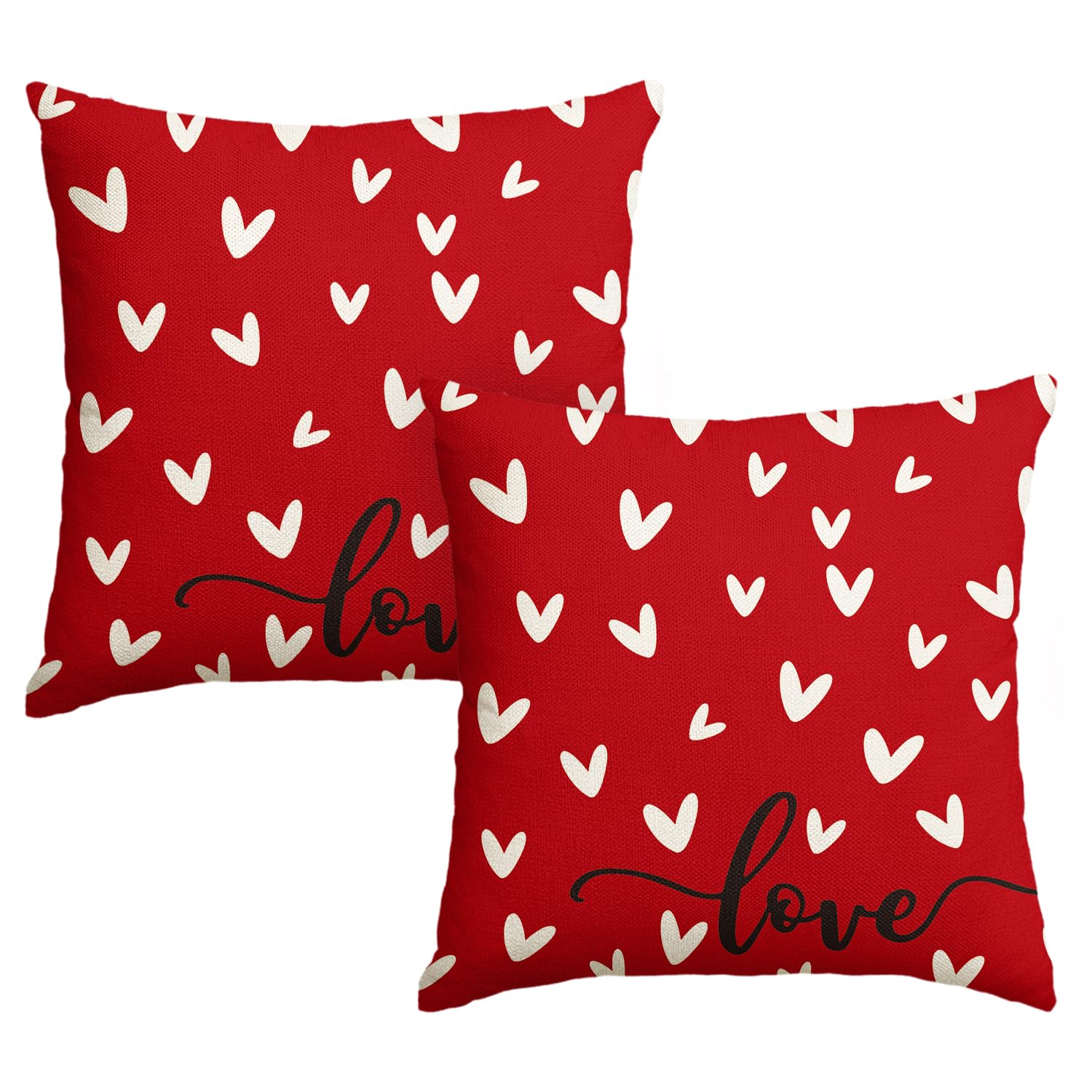 Housses de coussin Saint-Valentin de 45x45 cm rouges pour canapés