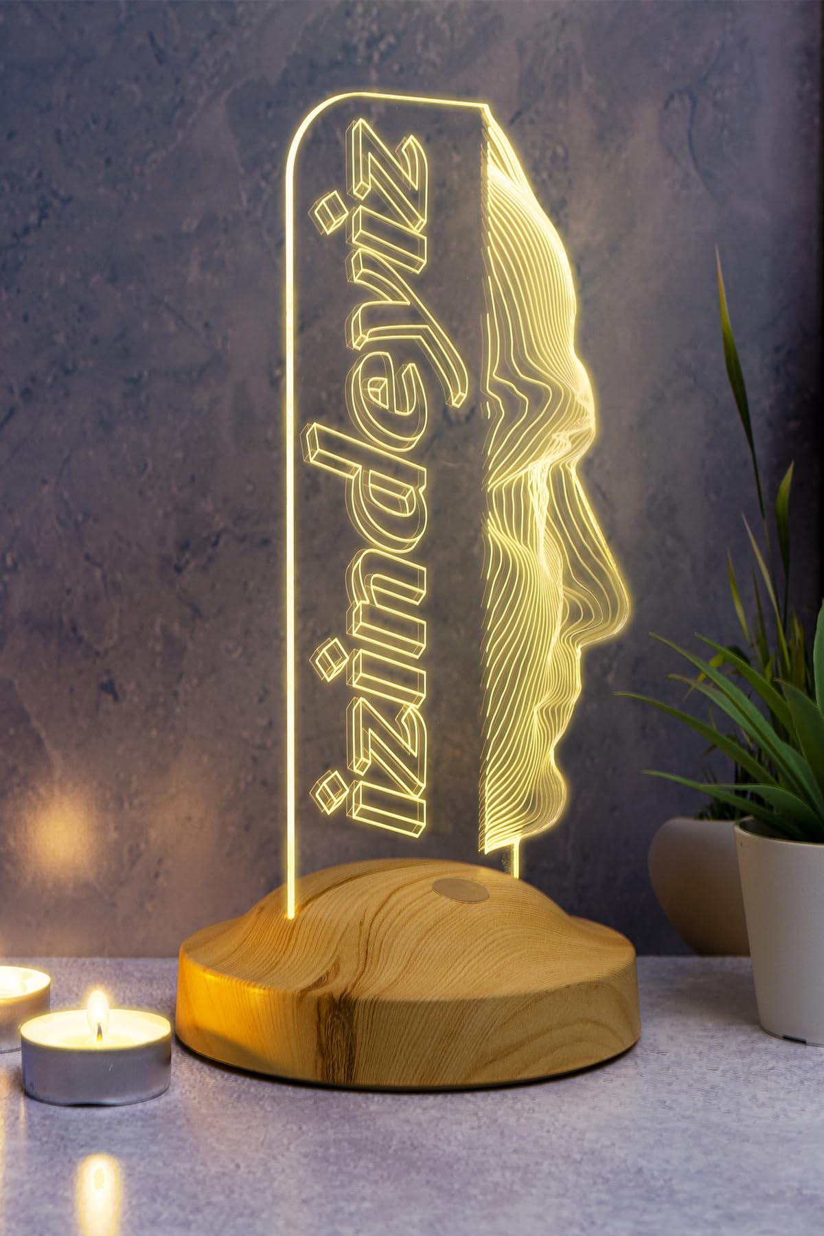 Atatürk Temalı Hediyelik Ürünler Atatürk İzindeyiz Gecelambası 3D Led Lamba, Atam İzindeyiz Sloganı, Ofis ve İşyeri Hediyesi