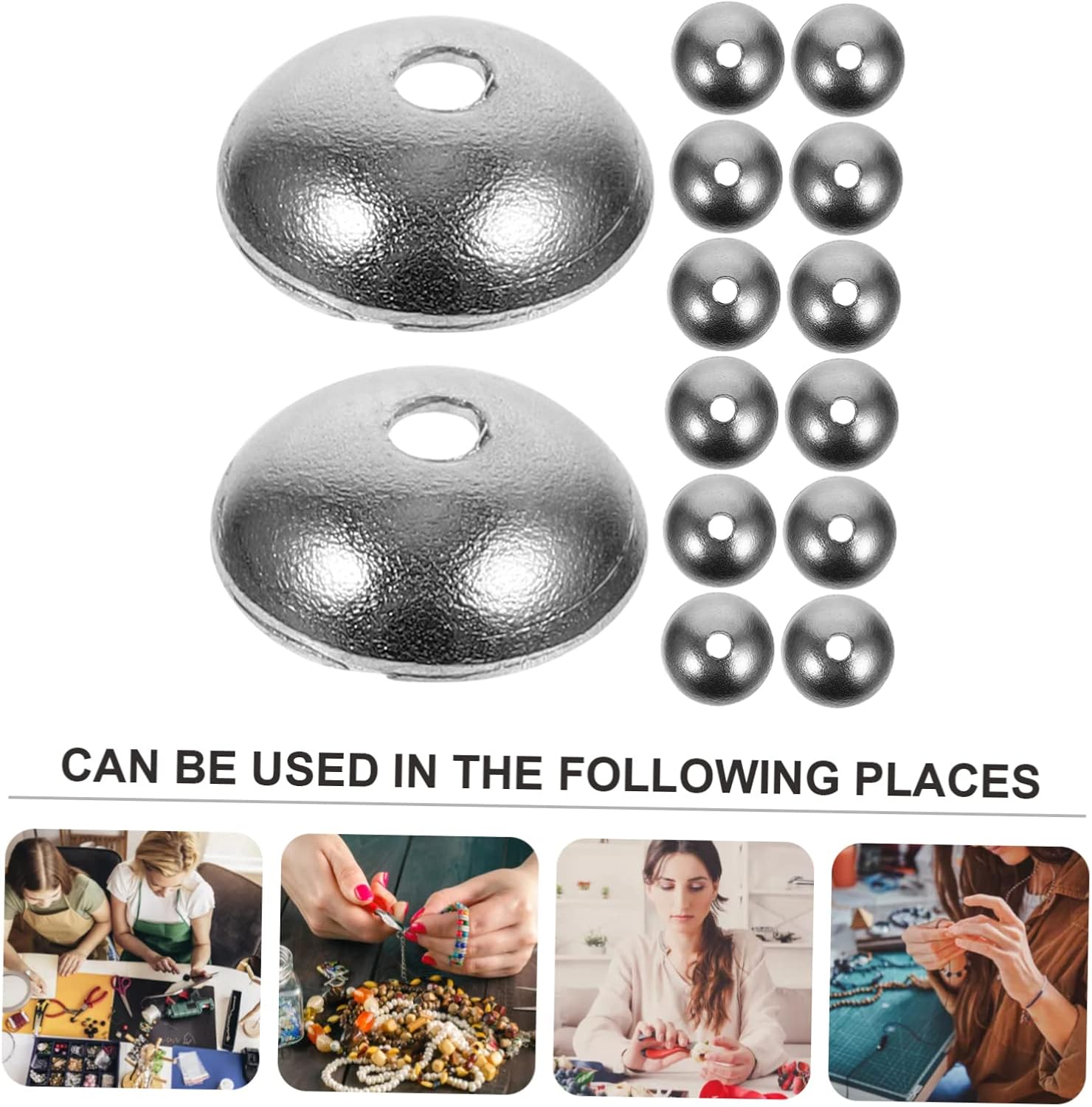 STOBOK 750pcs Bead Caps for Jewelry Making Bracelet and Necklace Accessories Non-Fading Bead End Caps for Crafting and Home Decoration
