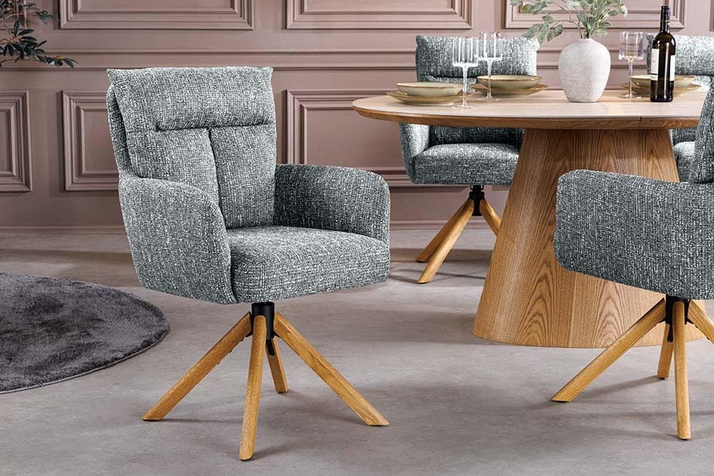 Stuhl BIG GEORGE - 92cm - grün - Strukturstoff Holz-Beine drehbar Armlehne