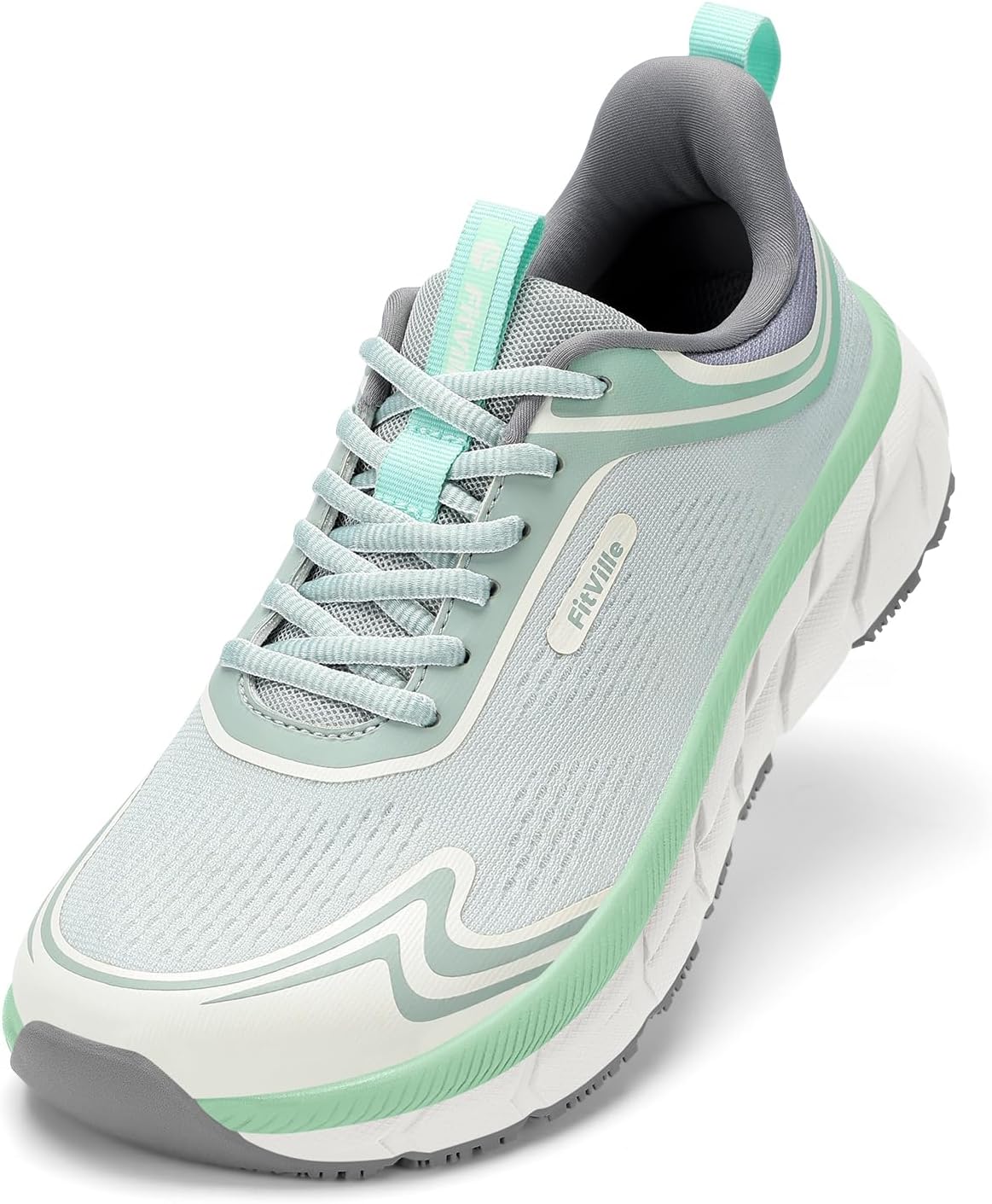 FitVille Women's Wide Toe Box Walking Shoes Breathable Sneakers Non-Slip Athletic Tennis Running Shoes for Swollen Feet Heel Pain Relief - FlowCore V6