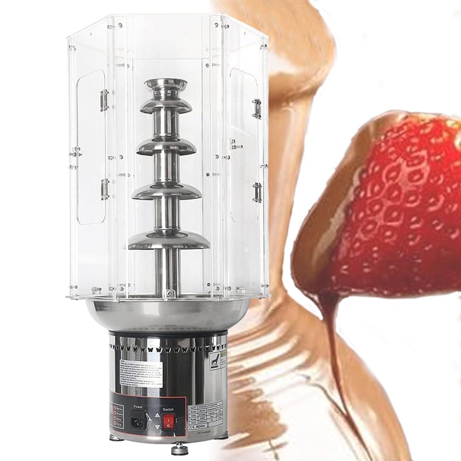 ASerZenith Chocolate Fondue Fountain Machine Cover, Dipping Melting Waterfall Chocolate Fountain Cover,For Parties, Cafeterias,5Tiers
