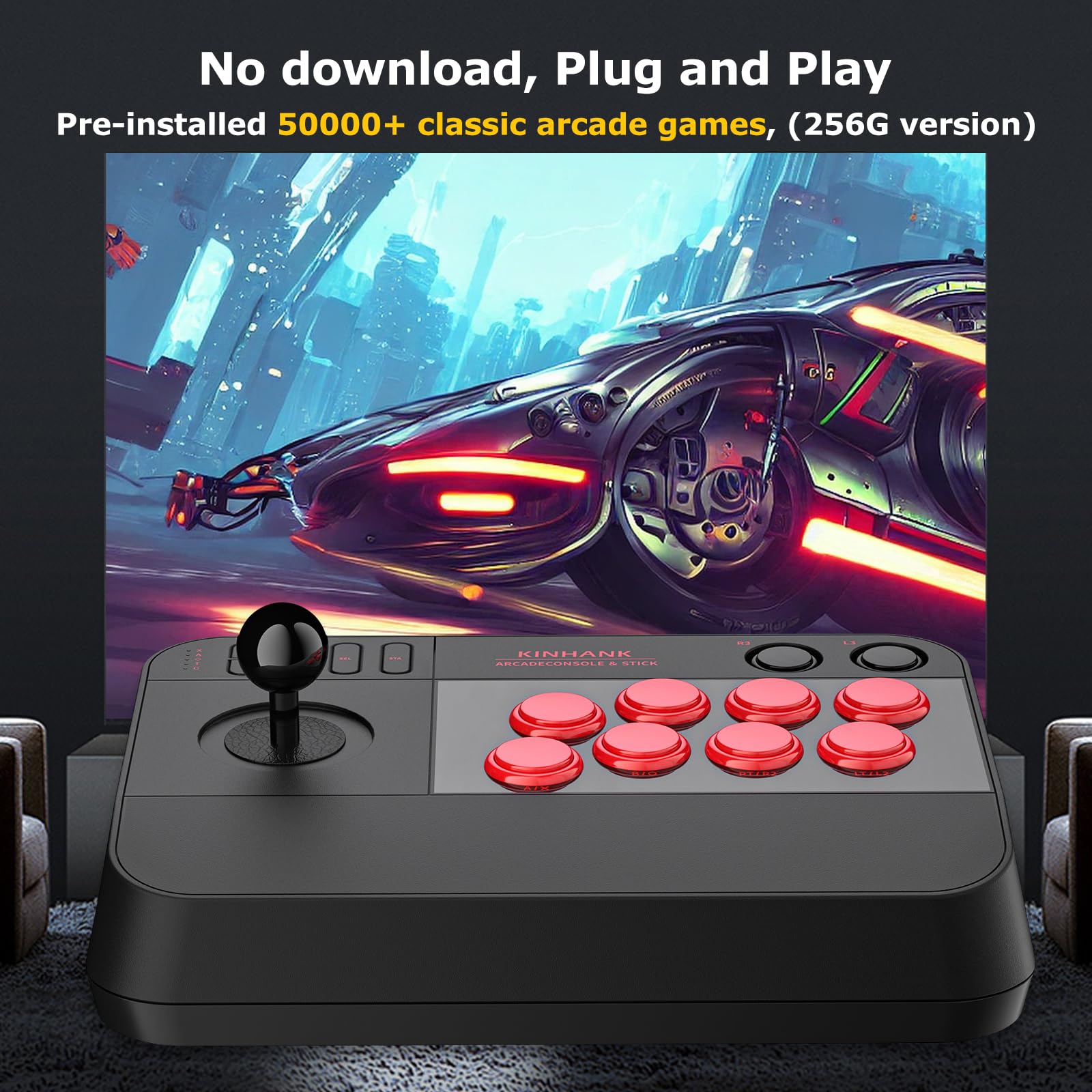 Kinhank Super Console Arcade Game Console & Stick, 50000+ Classic