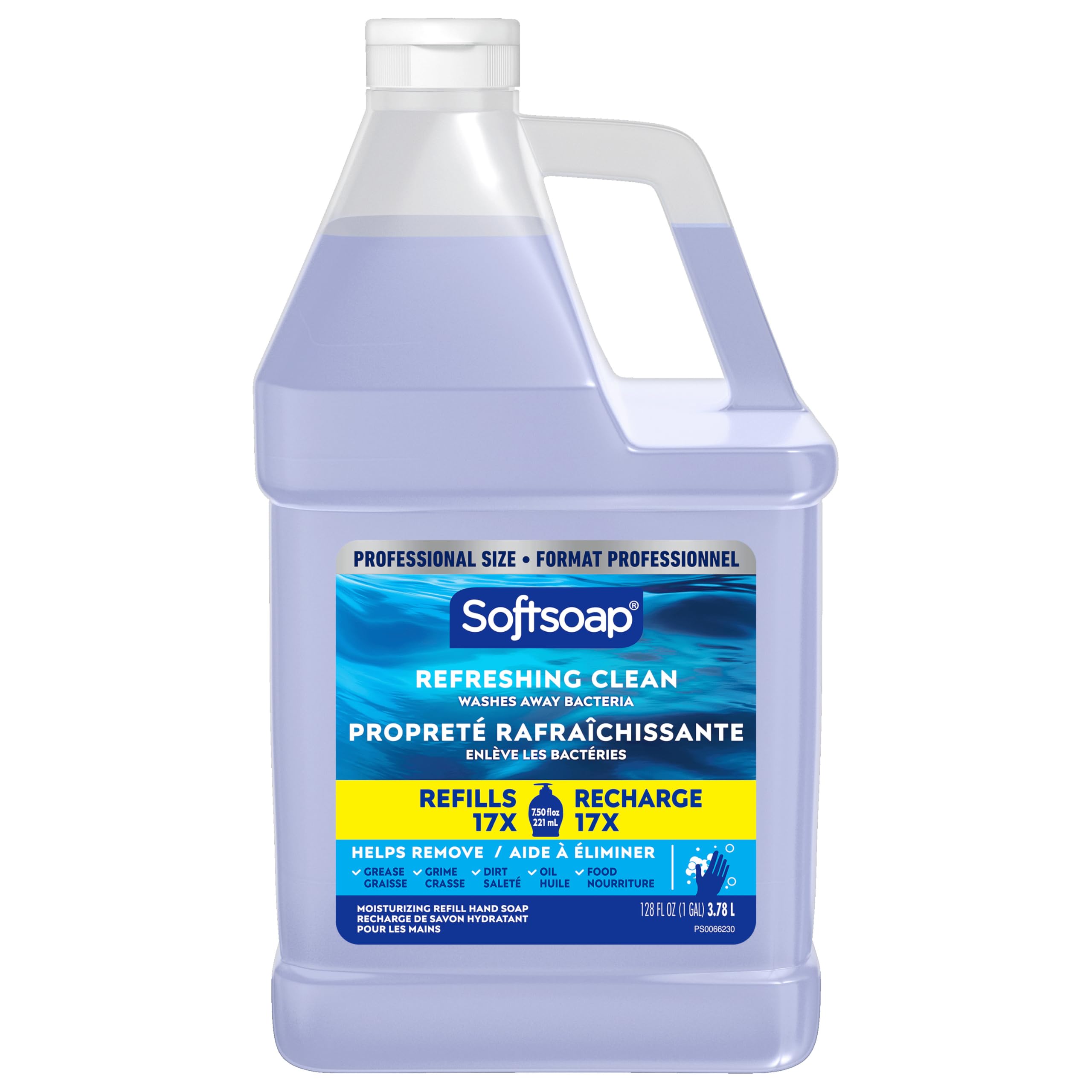 Softsoap Antibacterial Liquid Hand Soap Refill, Refreshing Clean, Moisturizing Hand Soap, 1 Gallon,White