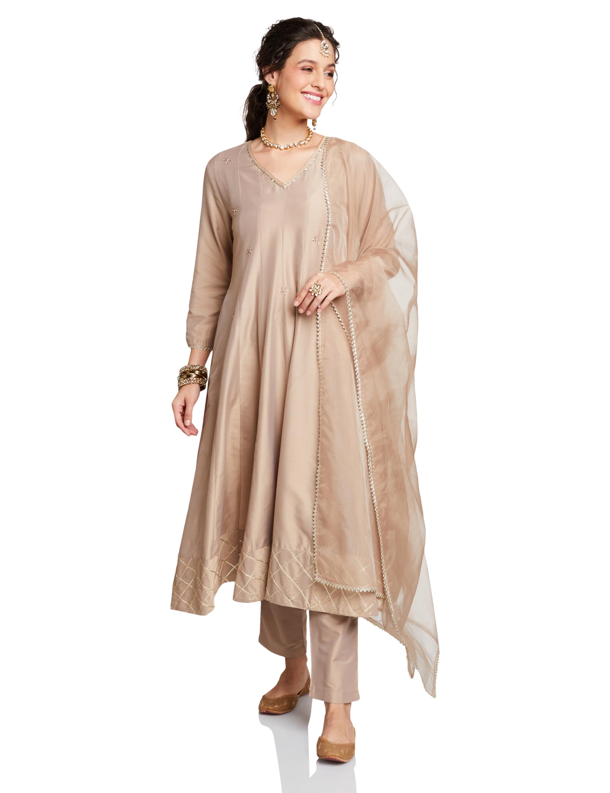 amazon brand - myx Women's Embroidered Anarkali Kurta Set with Organza Dupatta | Latest Design | Available in Plus Sizes-picture-42
