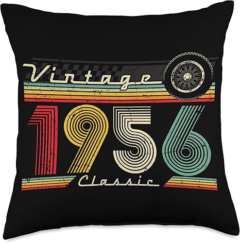 Original 1956 Birthday vintage gift Legend Bday 1956 Vintage Birthday Retro Limited Edition Men Woman Gift Throw Pillow, 18x18, Multicolor